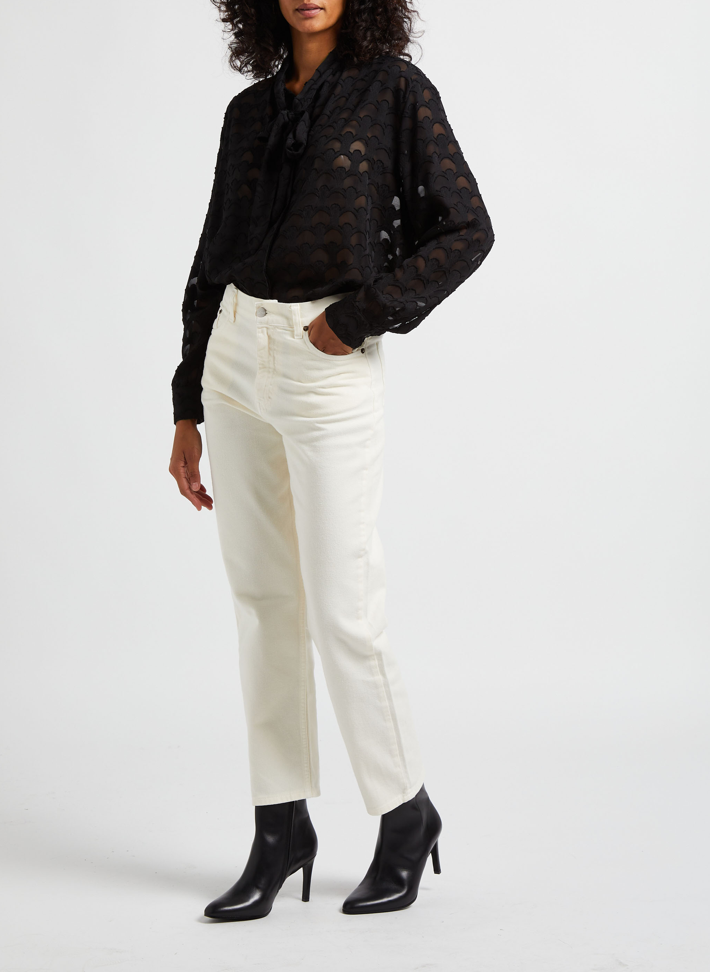 Straight Cut High Waist Jeans aus Baumwolle MARGAUX LONNBERG Weiss