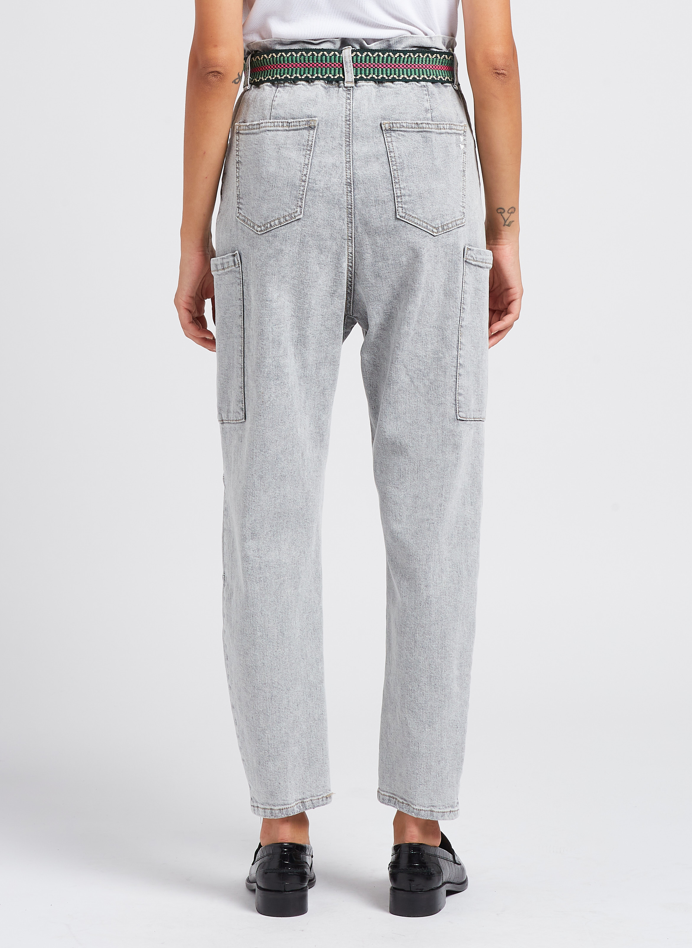 Jean droit taille haute PLEASE Gris