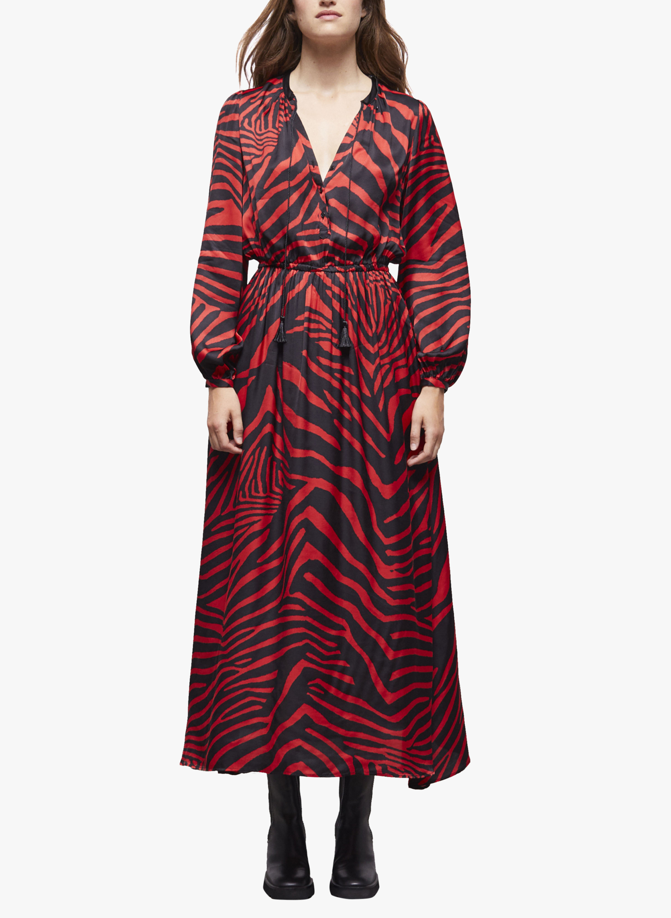 Robe longue col V imprimée  THE KOOPLES Rouge