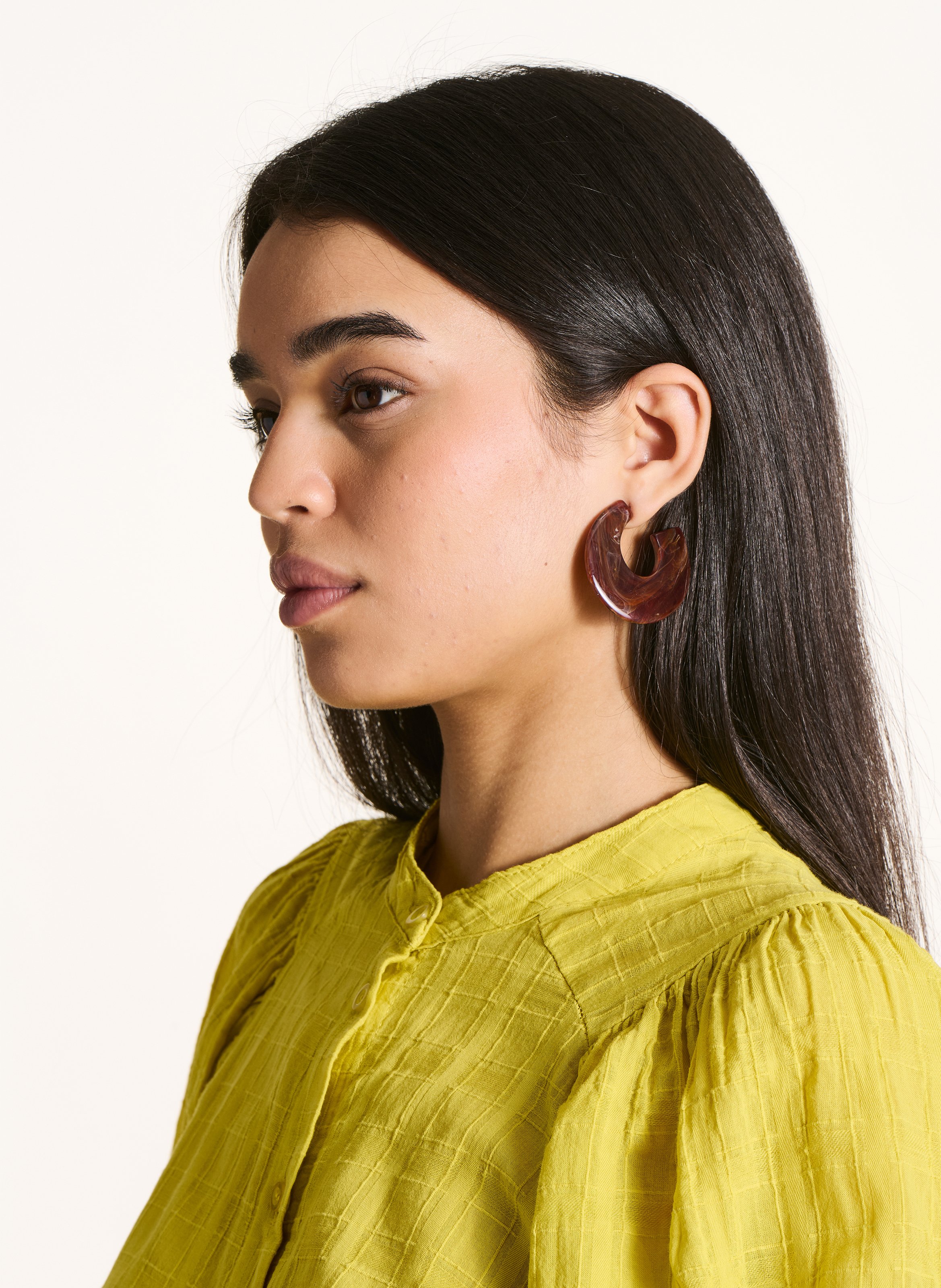 Créoles en résine et laiton LA FEE MARABOUTEE Marron