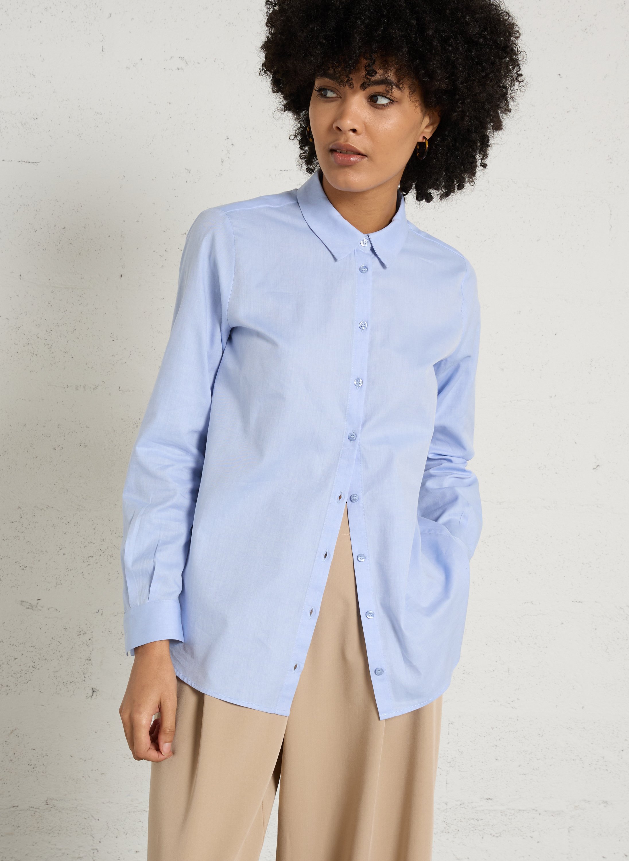 Cotton shirt with classic collar MAISON 123 Blue