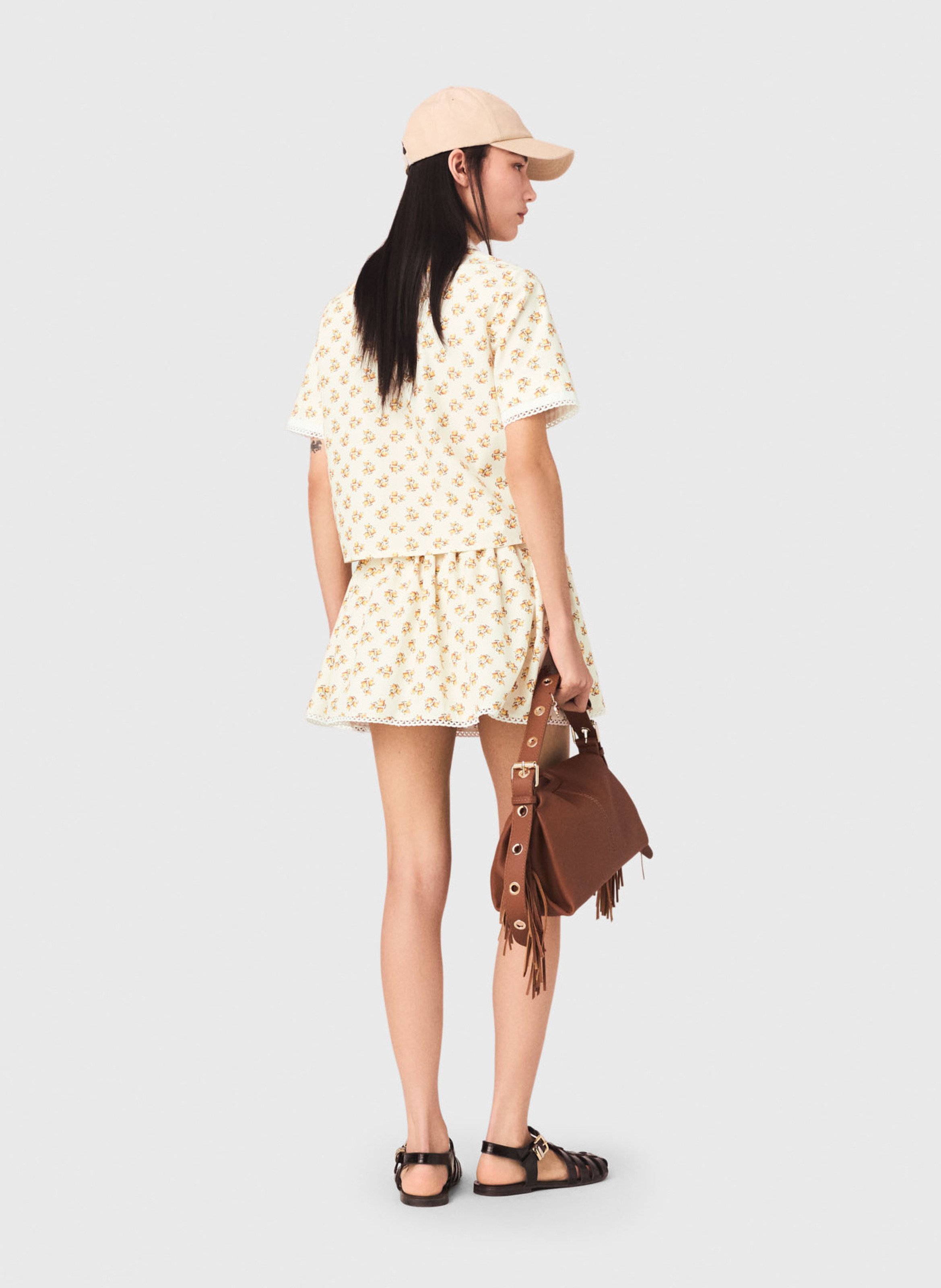 Recht overhemd met klassieke kraag en print MAJE Geel