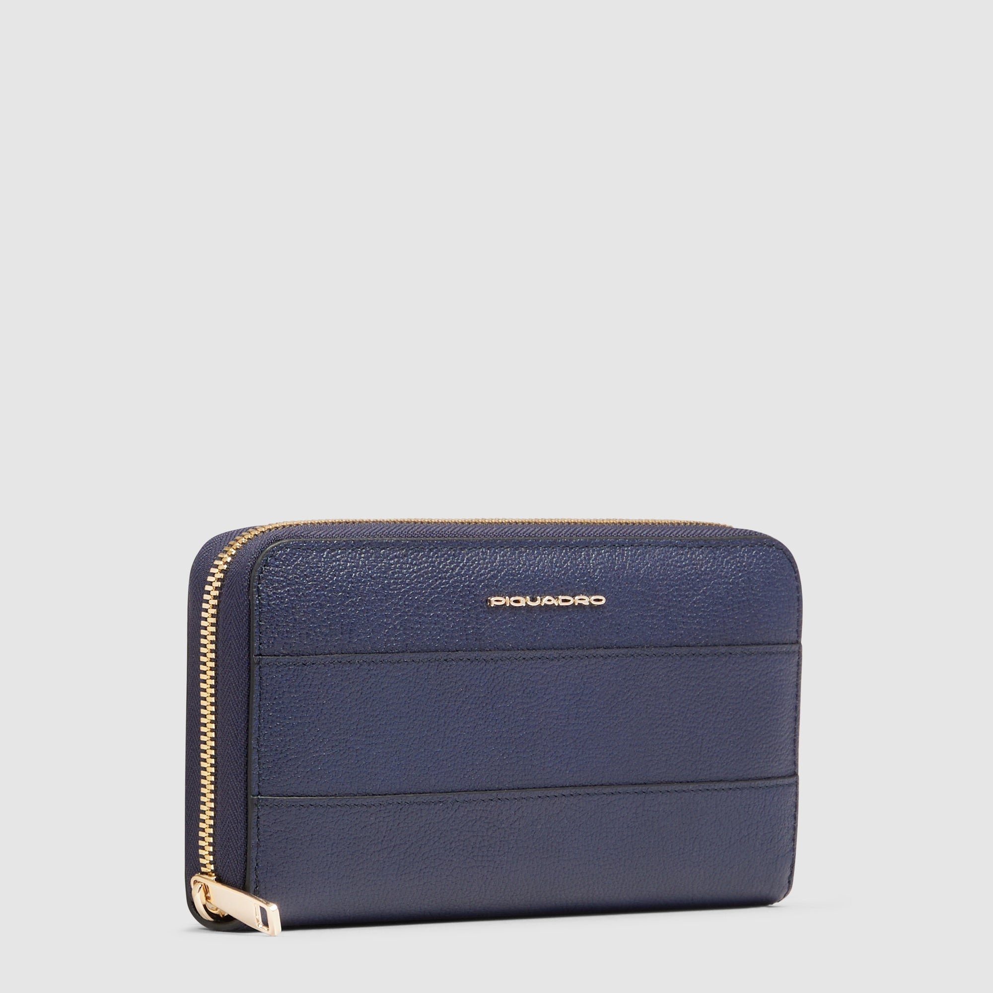 Women's zip-around wallet with four compartments PIQUADRO Blue