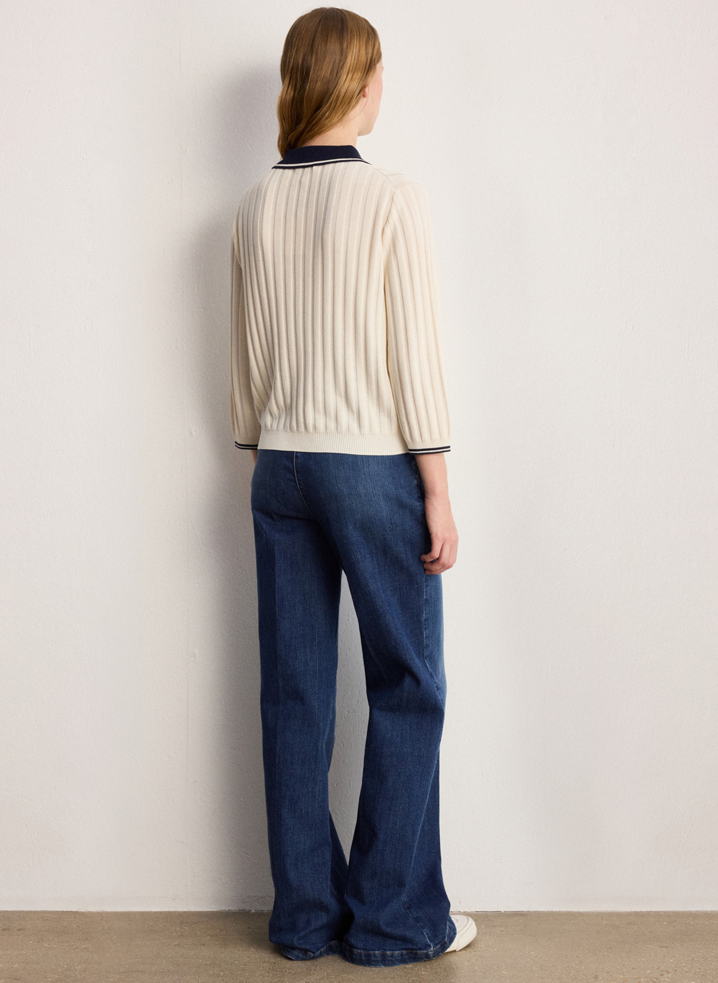 Straight cotton-blend polo shirt PABLO Beige