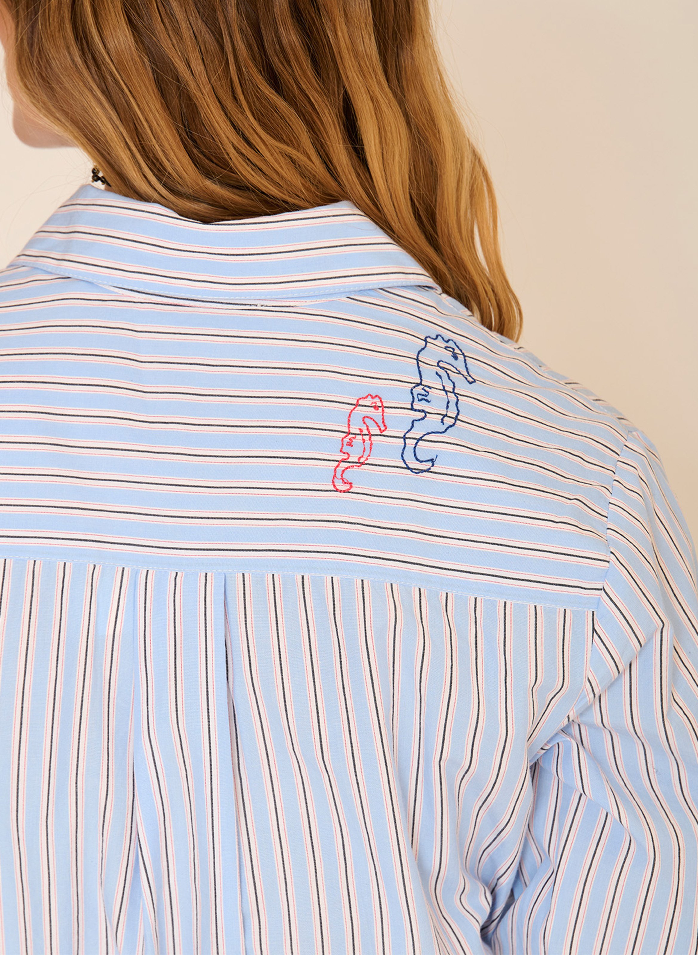 Midikleid aus Baumwolle mit klassischem Kragen MKT Blau