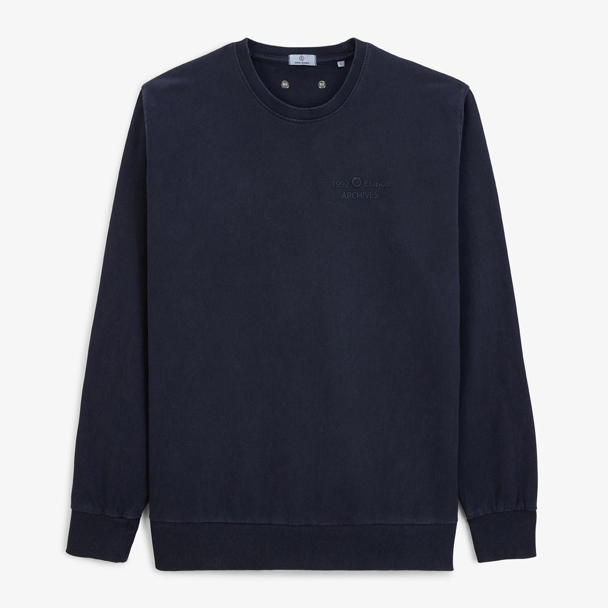 Round neck sweatshirt in old dye cotton SERGE BLANCO Blue