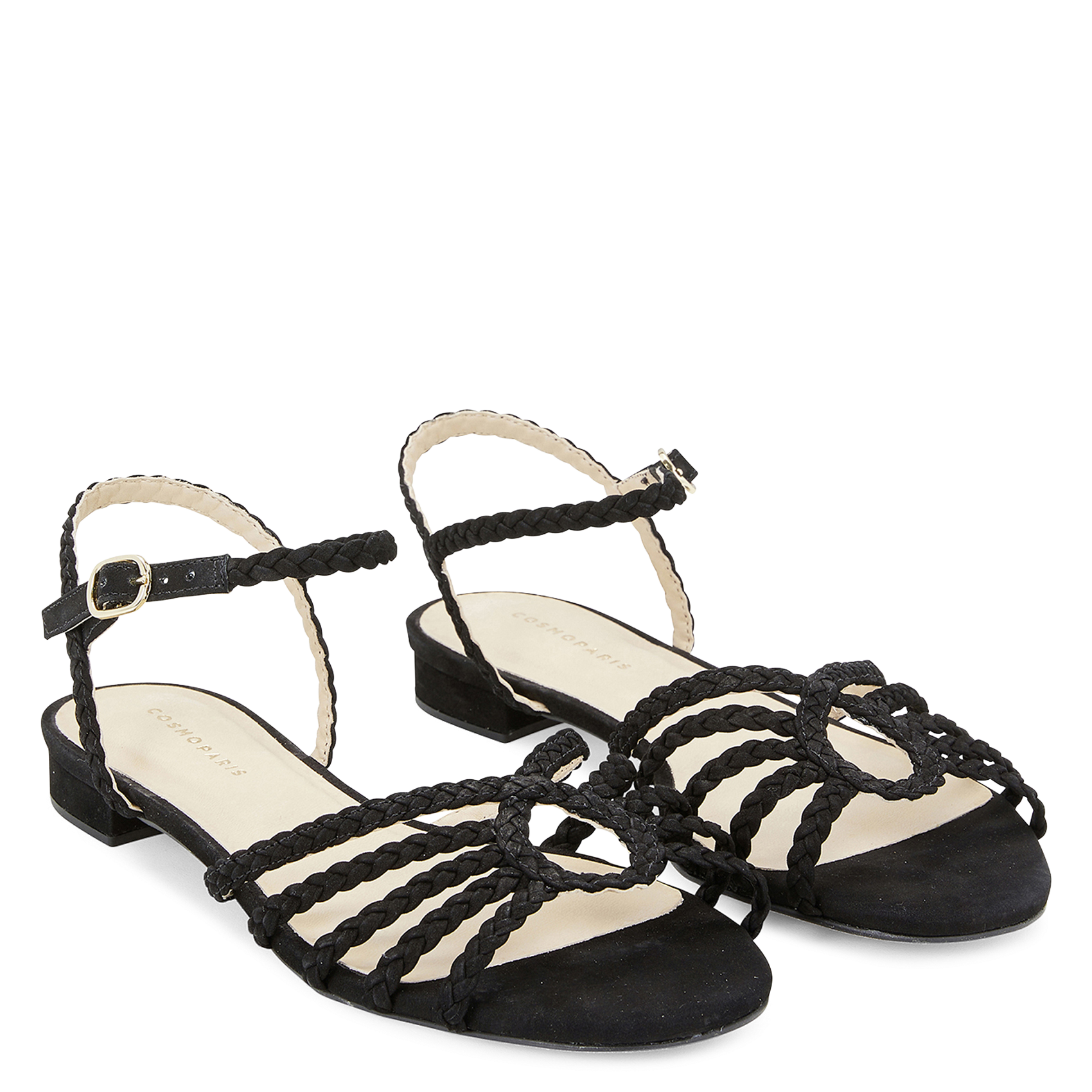 Braided leather sandals COSMOPARIS Black