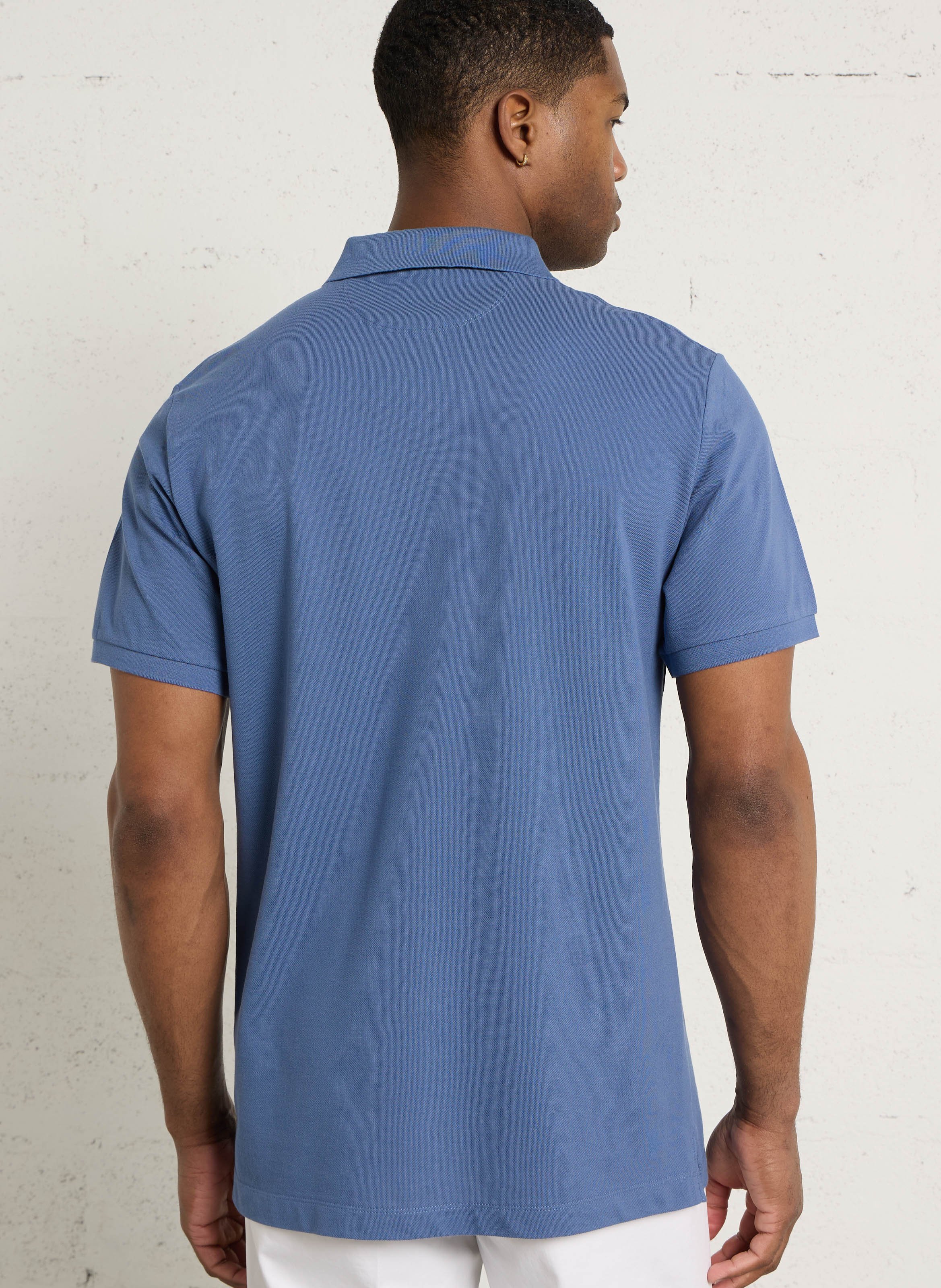 Short-sleeved plain polo shirt with logo HACKETT Blue