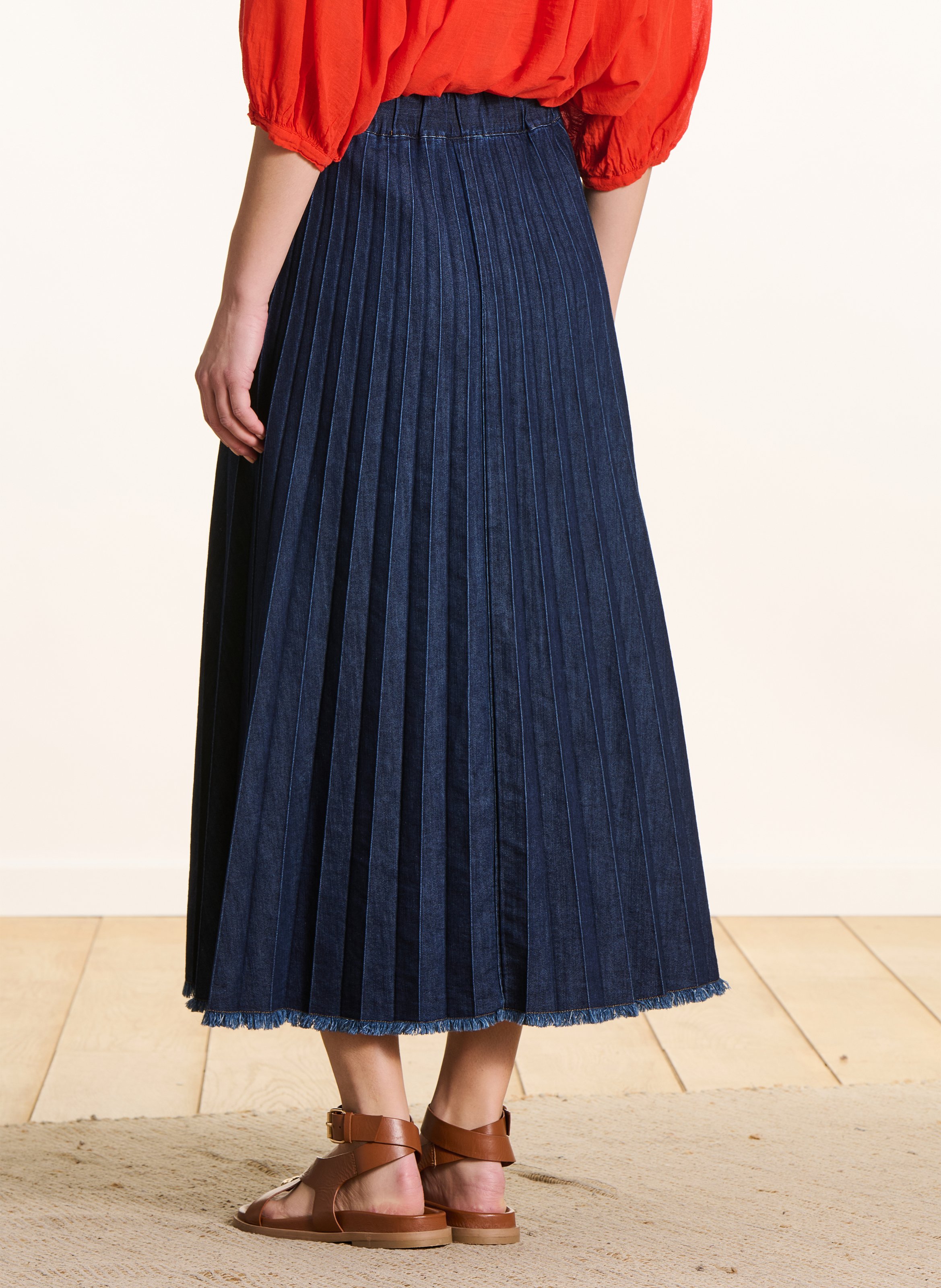 Ausgestellter Midirock aus Baumwoll-Mix LA FEE MARABOUTEE Blau