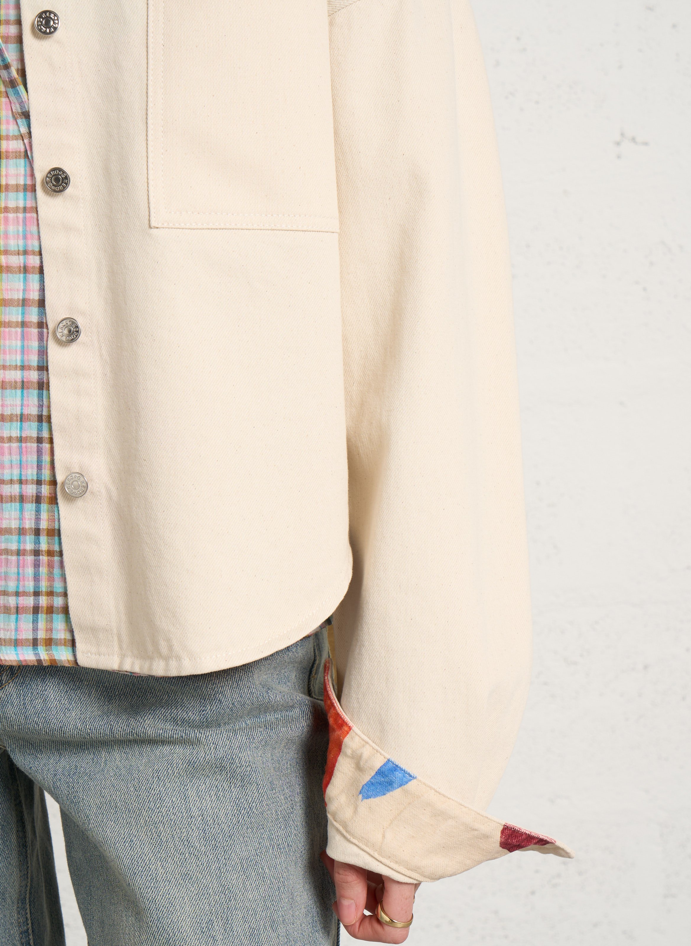 Denim overhemd met klassieke kraag G.KERO Beige