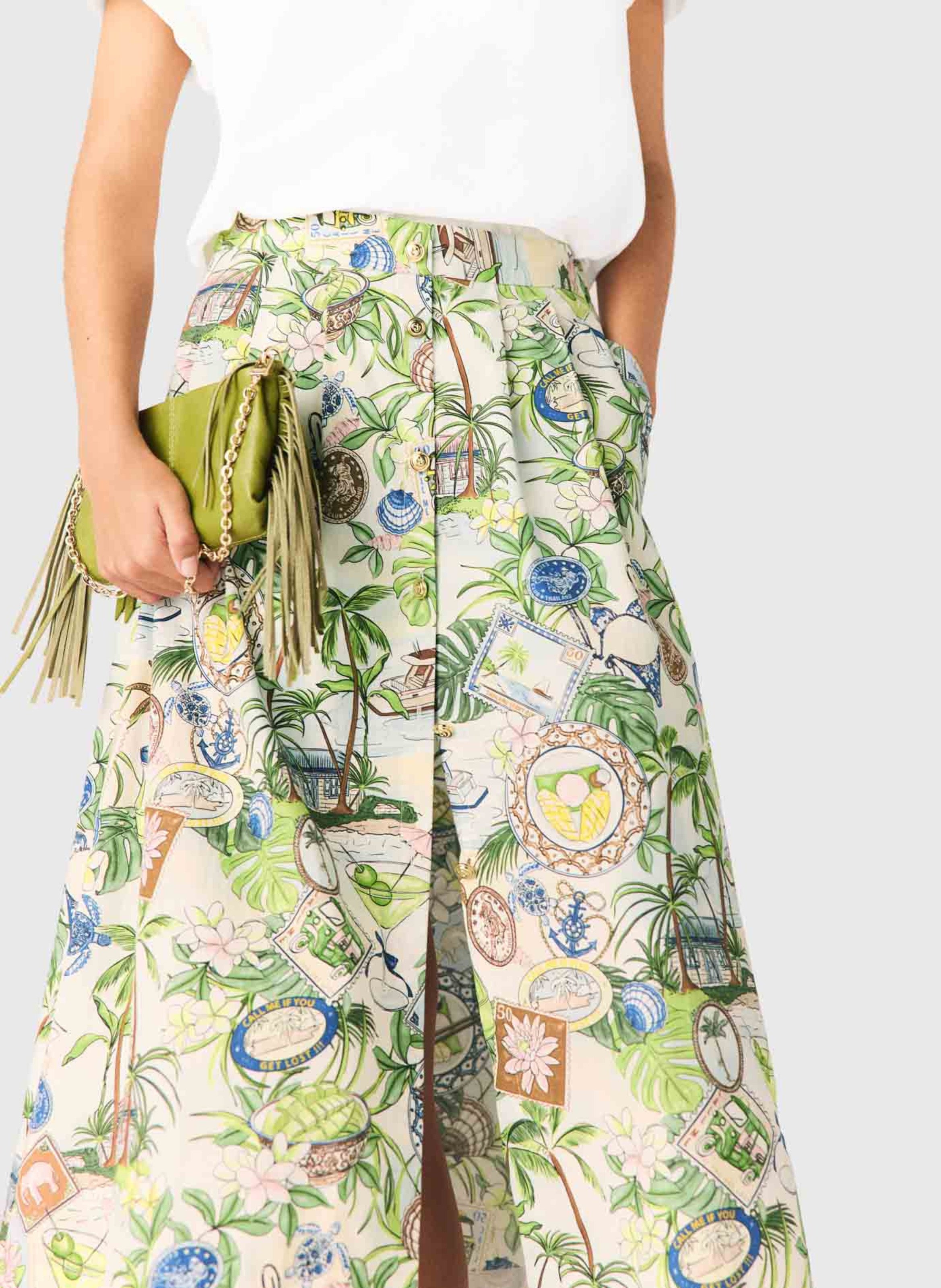 Jupe longue en coton imprimé MAJE Multicolore