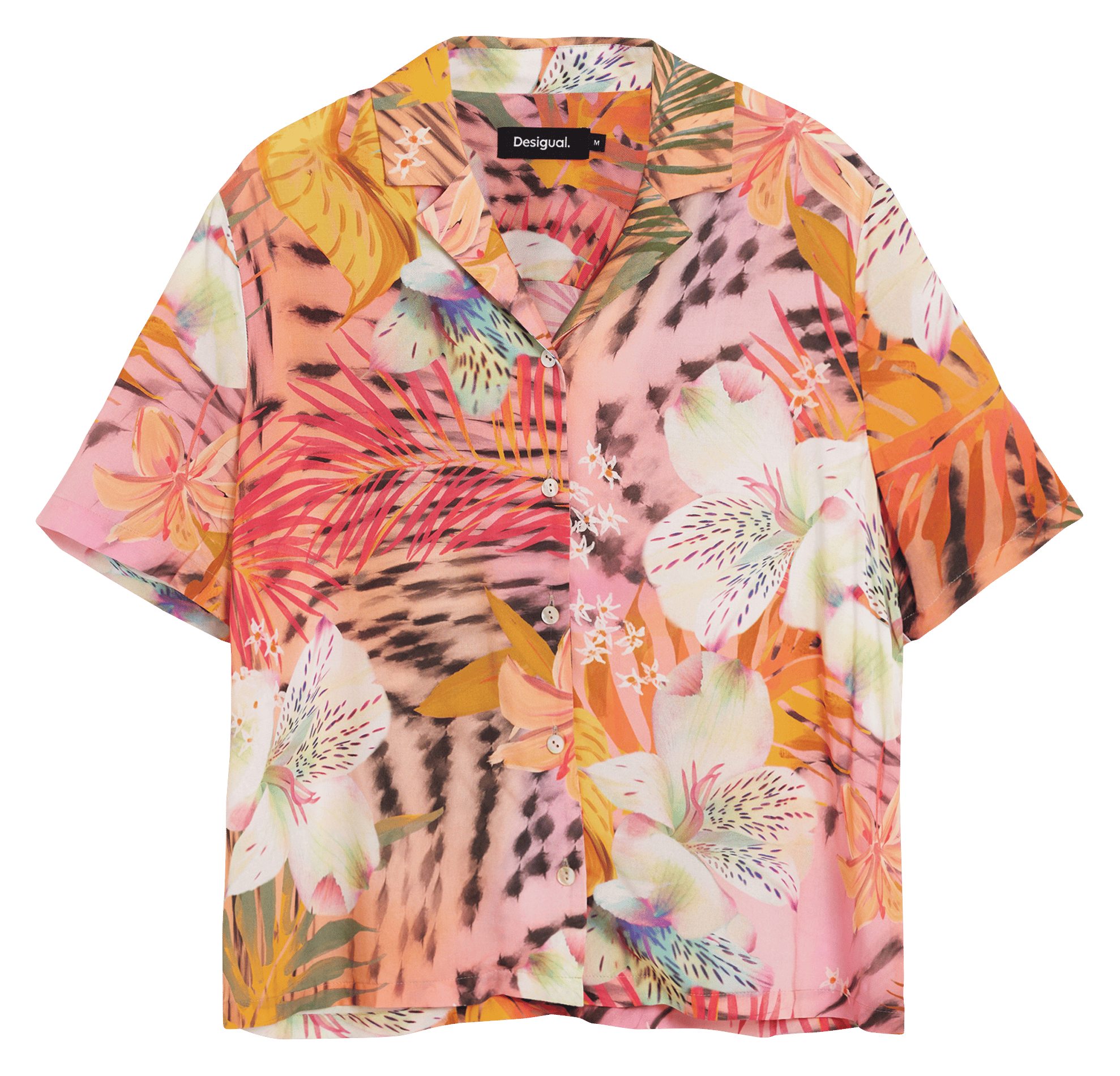 Chemise droite col cubain DESIGUAL Rouge