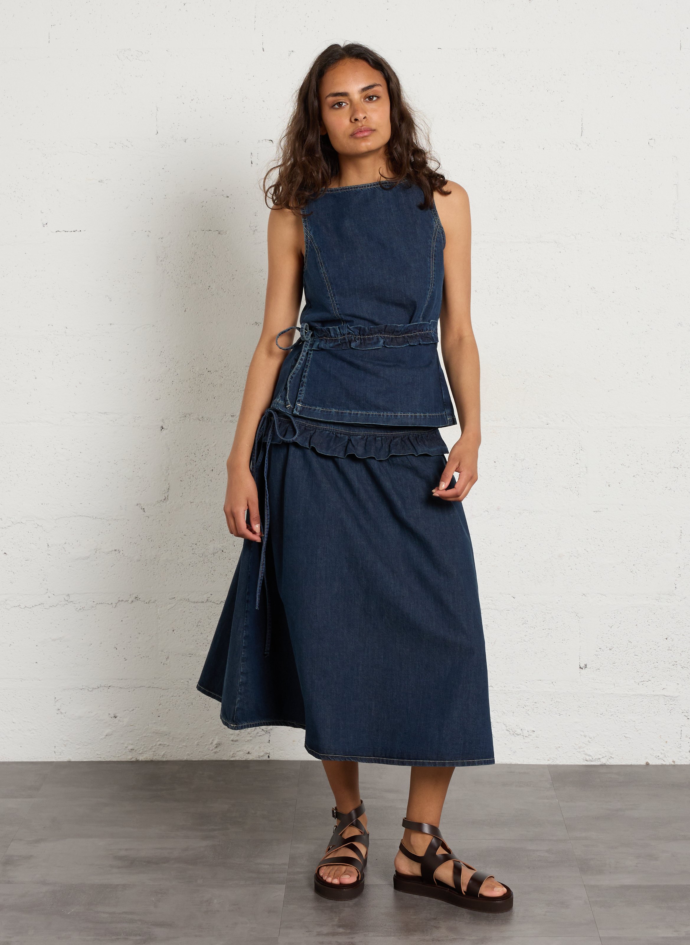 Sandales compensées en cuir MELLOW YELLOW Marron