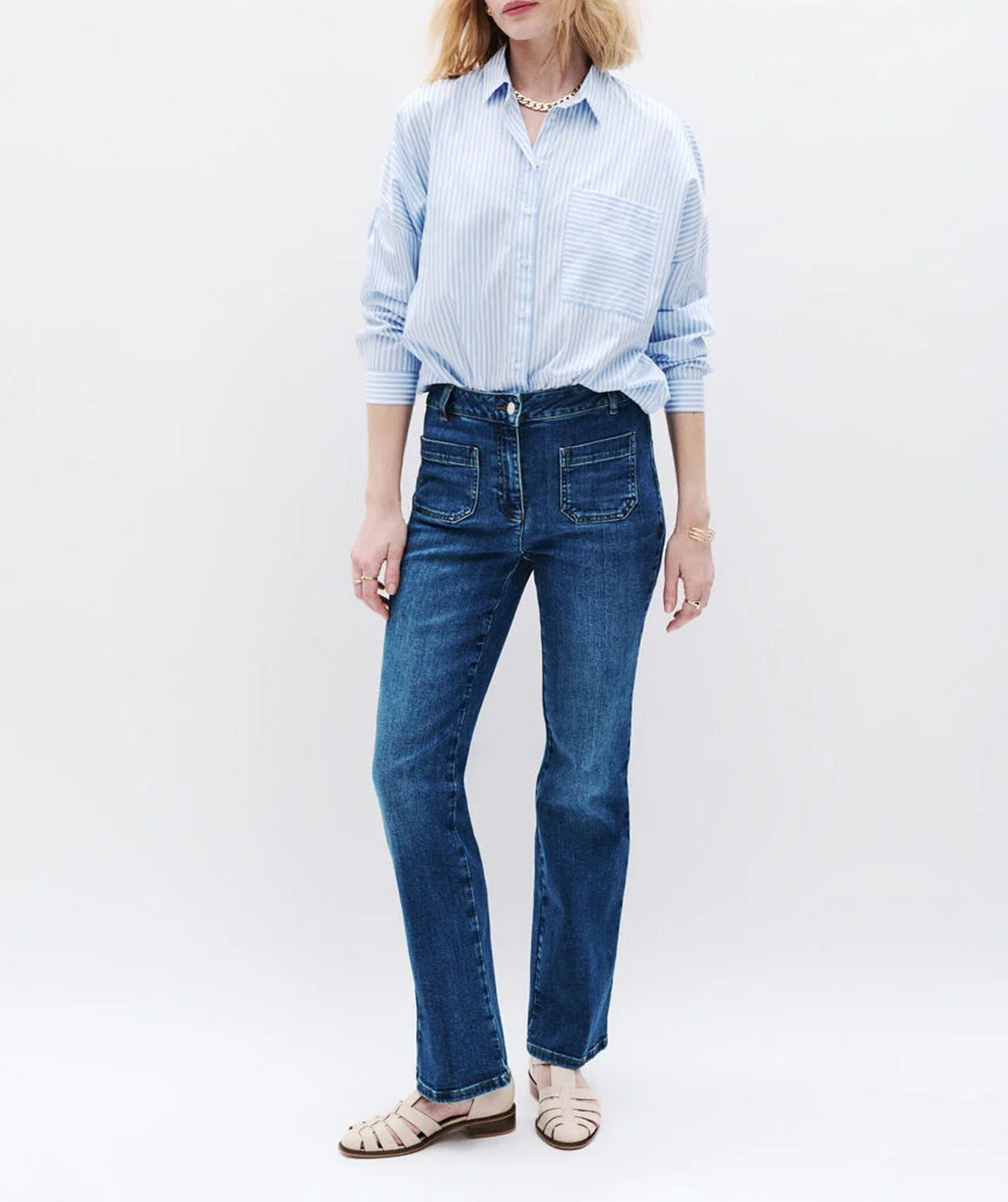 Flared cotton-blend jeans CAROLL Blue
