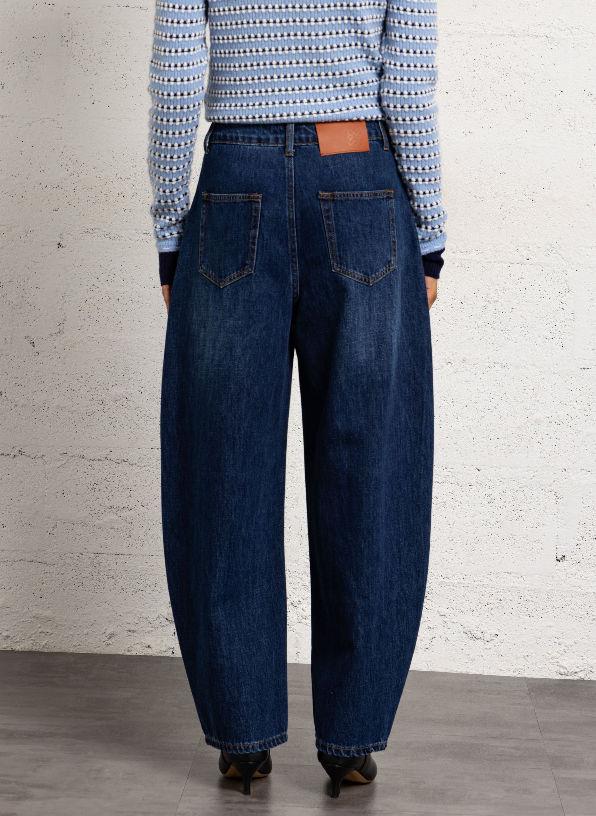 High-rise wide-leg cotton jeans | Blue SUNCOO Women