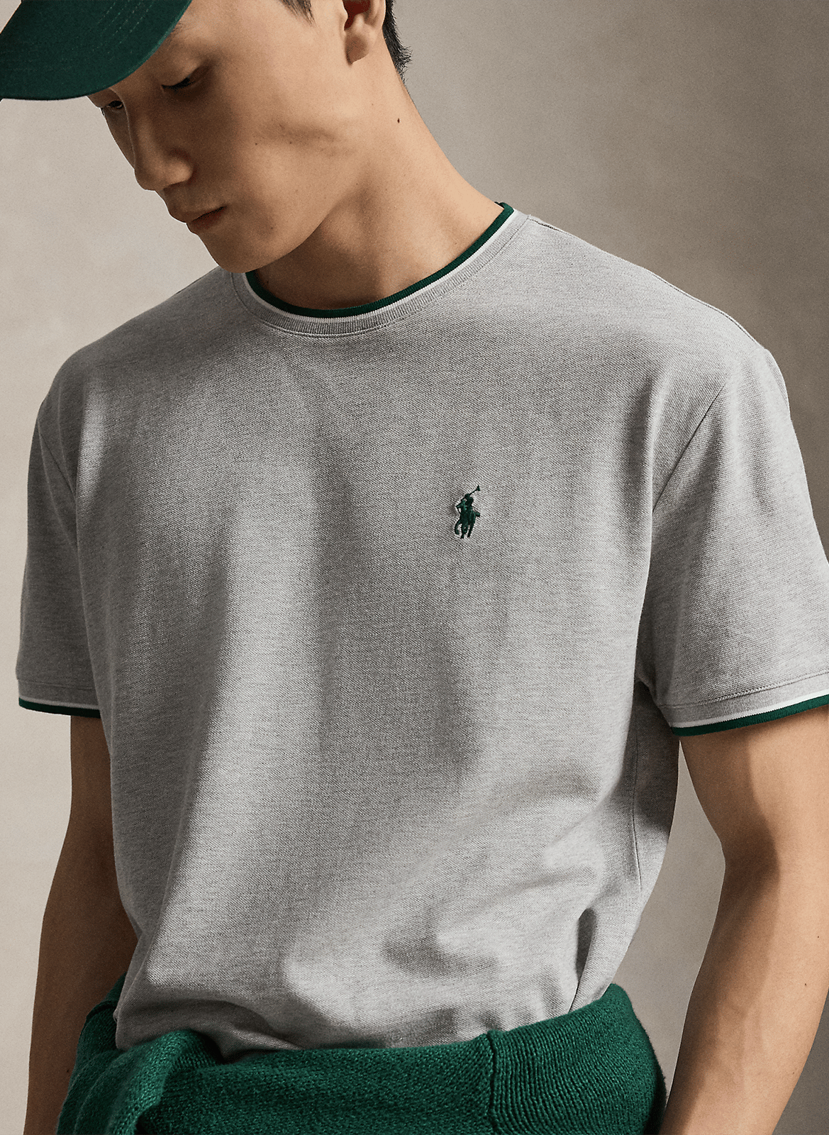Straight cotton-blend round-neck T-shirt POLO RALPH LAUREN Grey