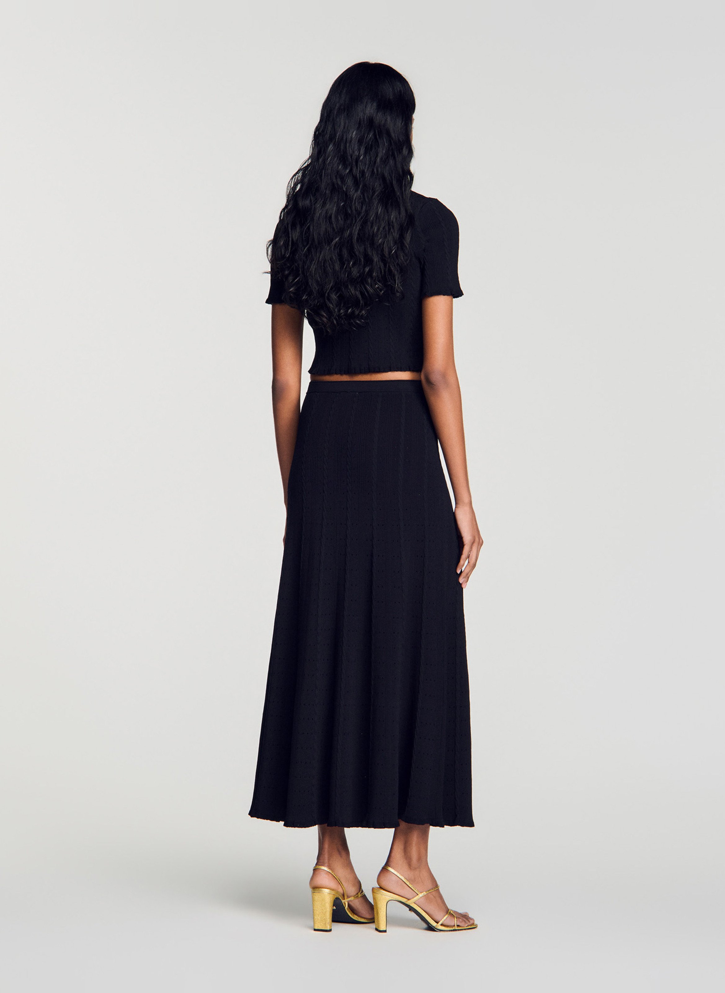 Jupe midi  SANDRO Noir