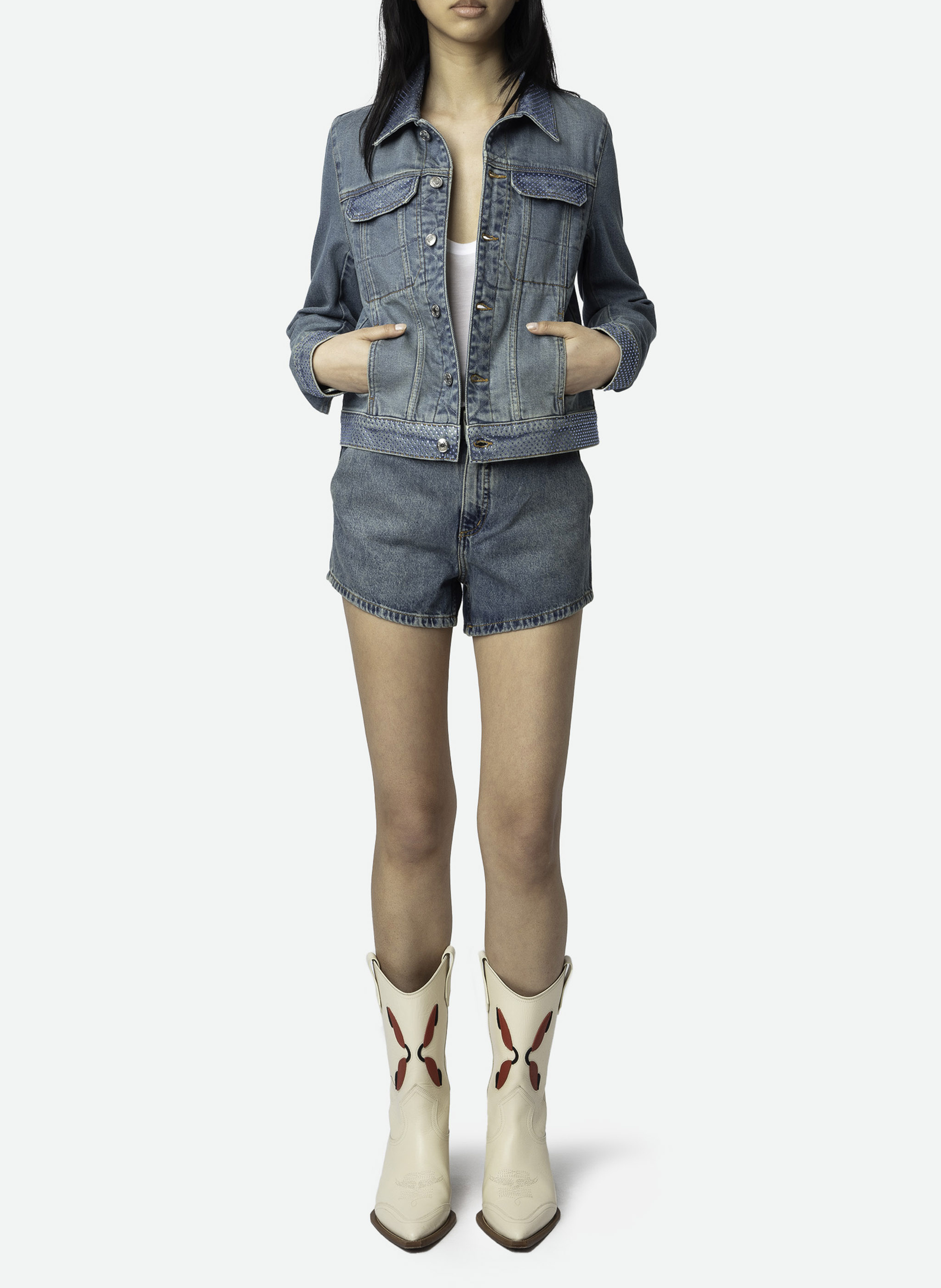 Baumwoll-Mix-Jacke mit klassischem Kragen ZADIG&VOLTAIRE Blau