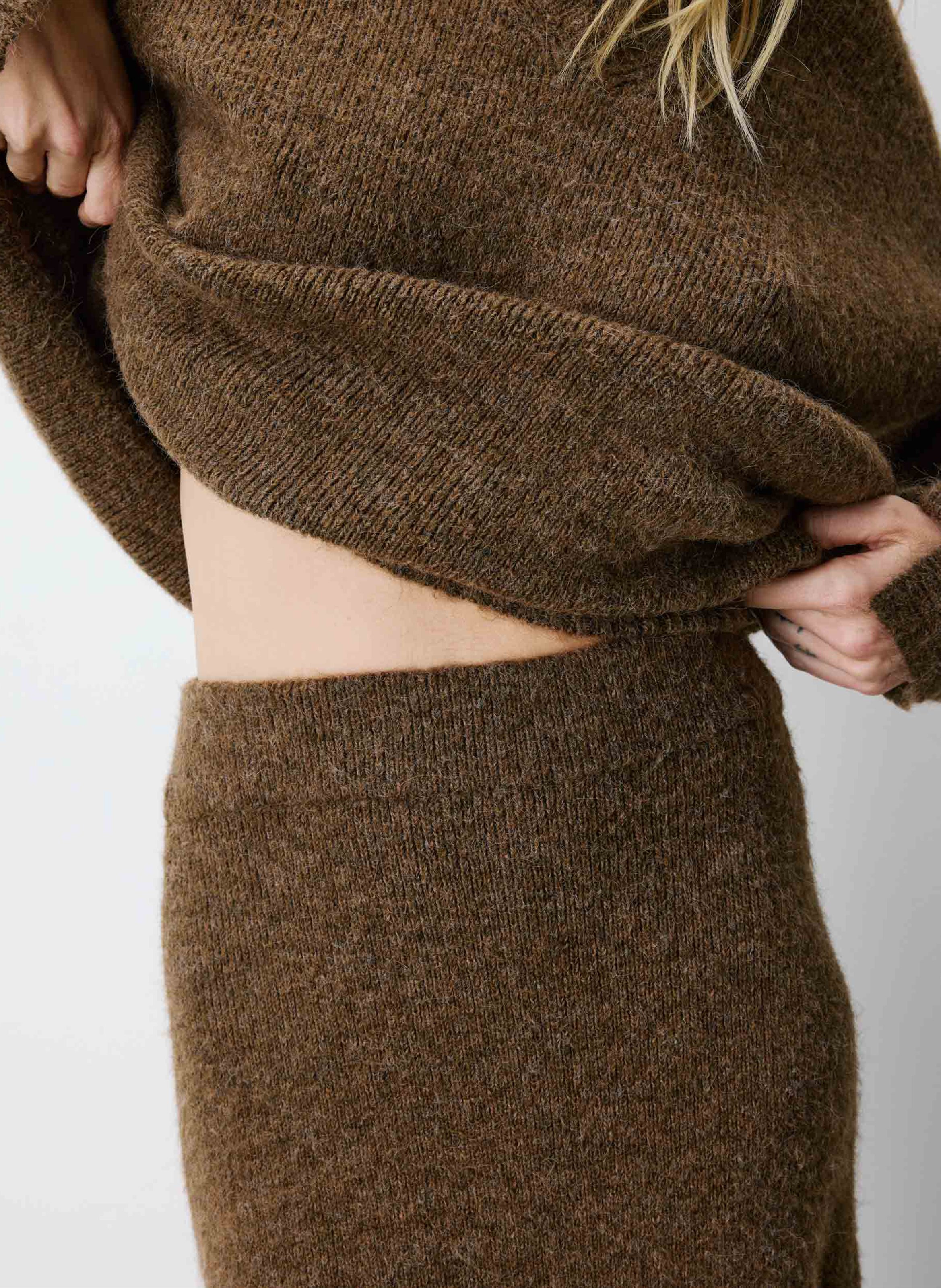 Flared knit maxi skirt GRACE ET MILA Brown