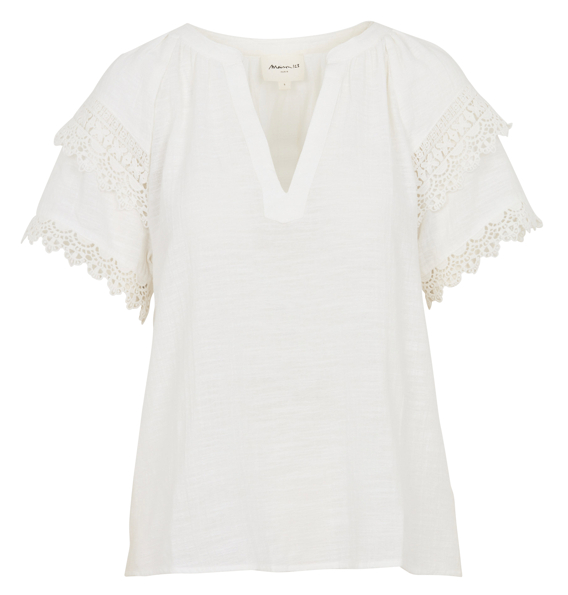 V-neck cotton blouse MAISON 123 White