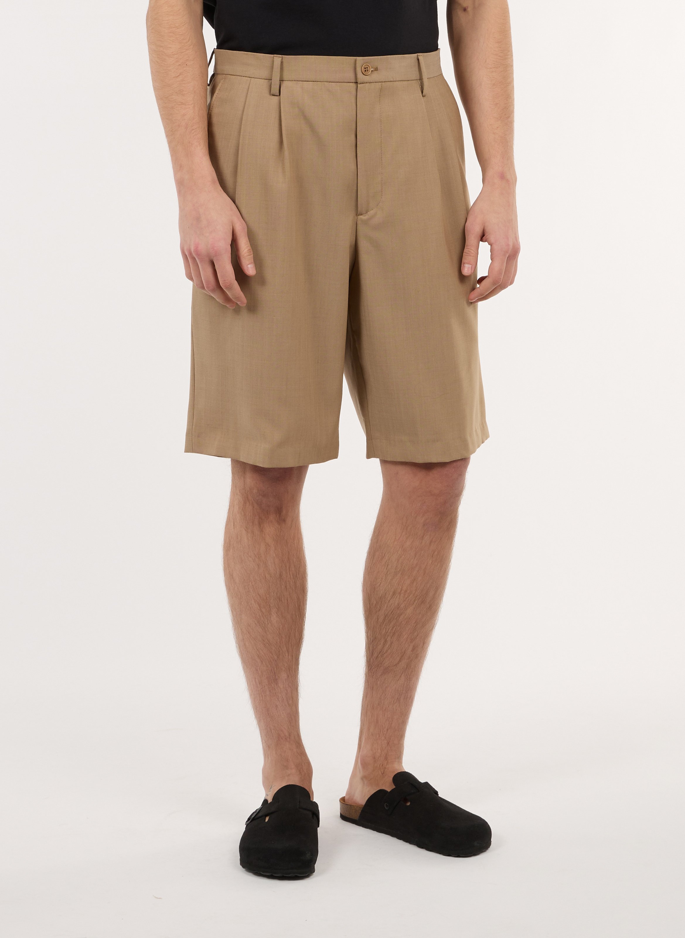Gerade geschnittene Shorts aus Wolle SAISON 1865 Beige