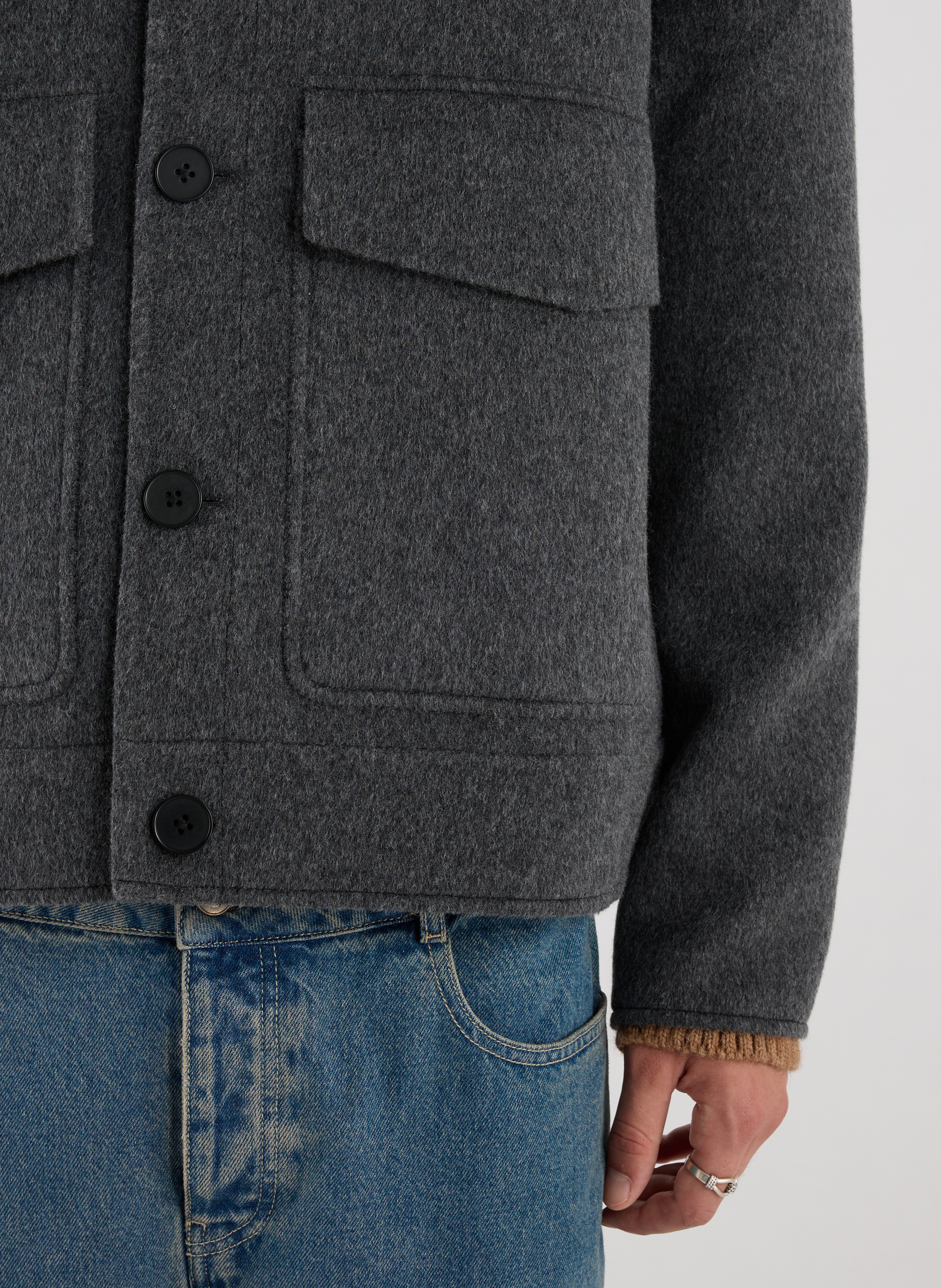 Veste droite col classique en laine SAISON 1865 Gris