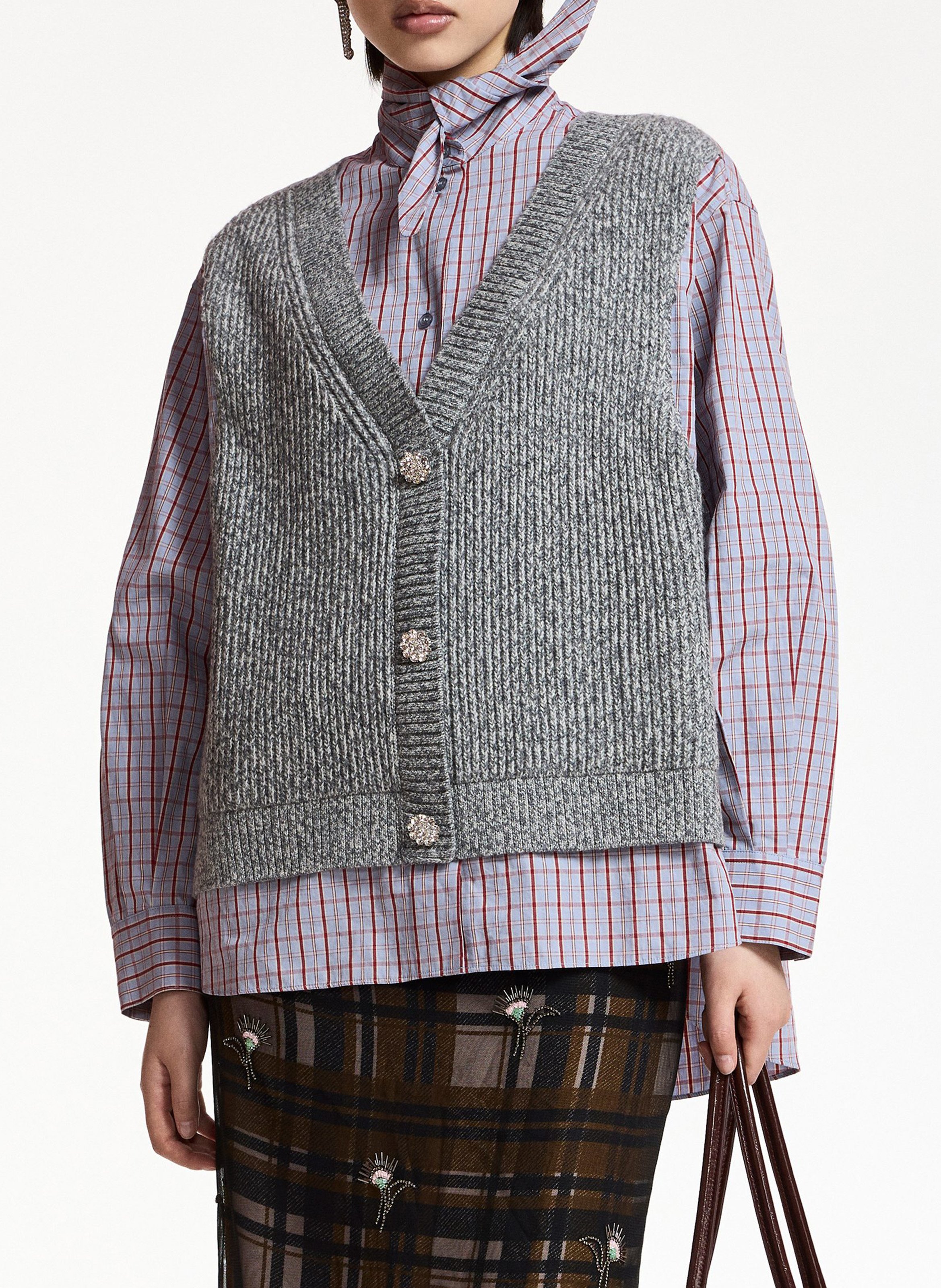Oversized wollen overhemd met laagjes ESSENTIEL ANTWERP Grijs