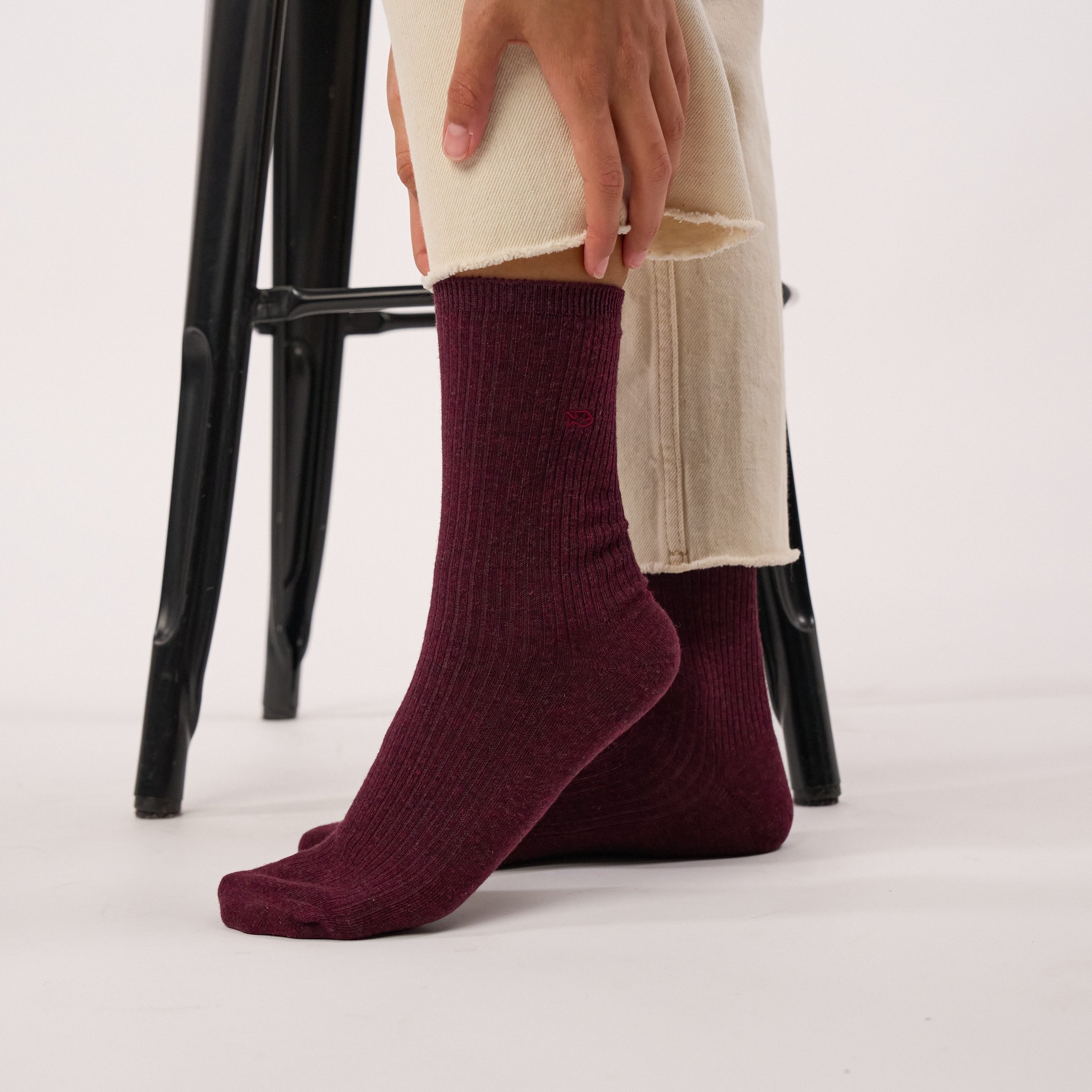 Ribbed Solid Combed Cotton Socks BILLYBELT Red