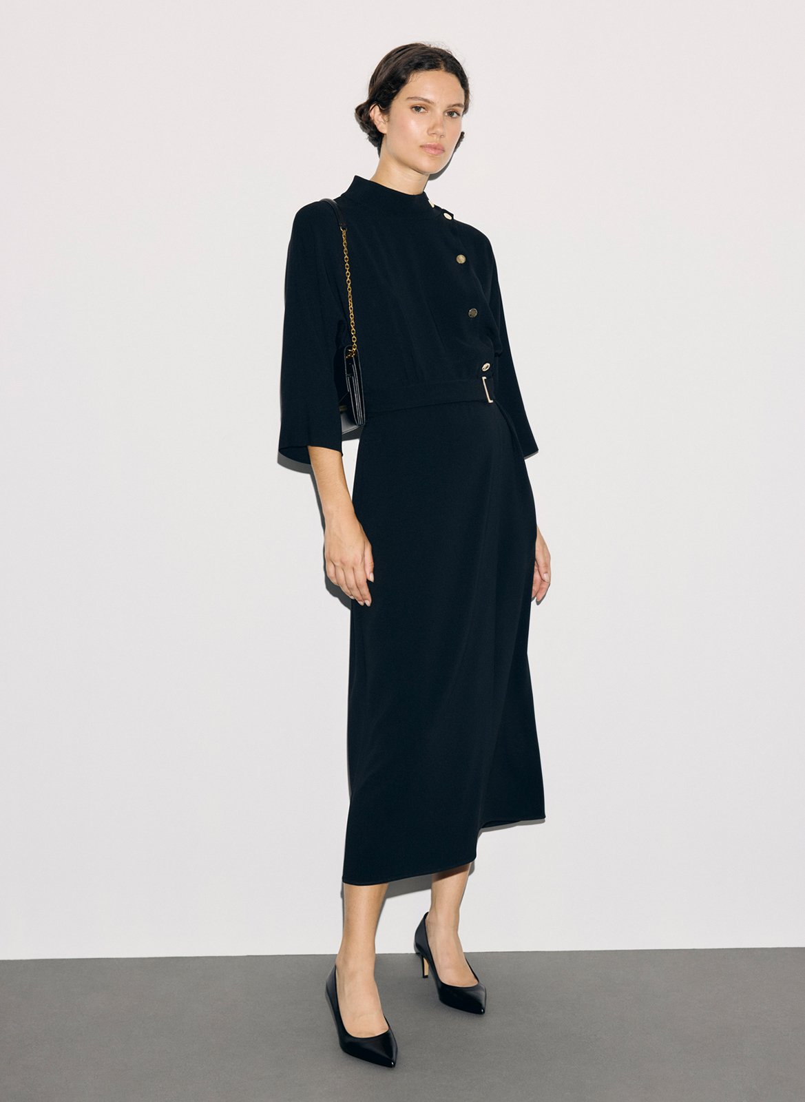 Robe midi ceinturée unie GERARD DAREL Noir