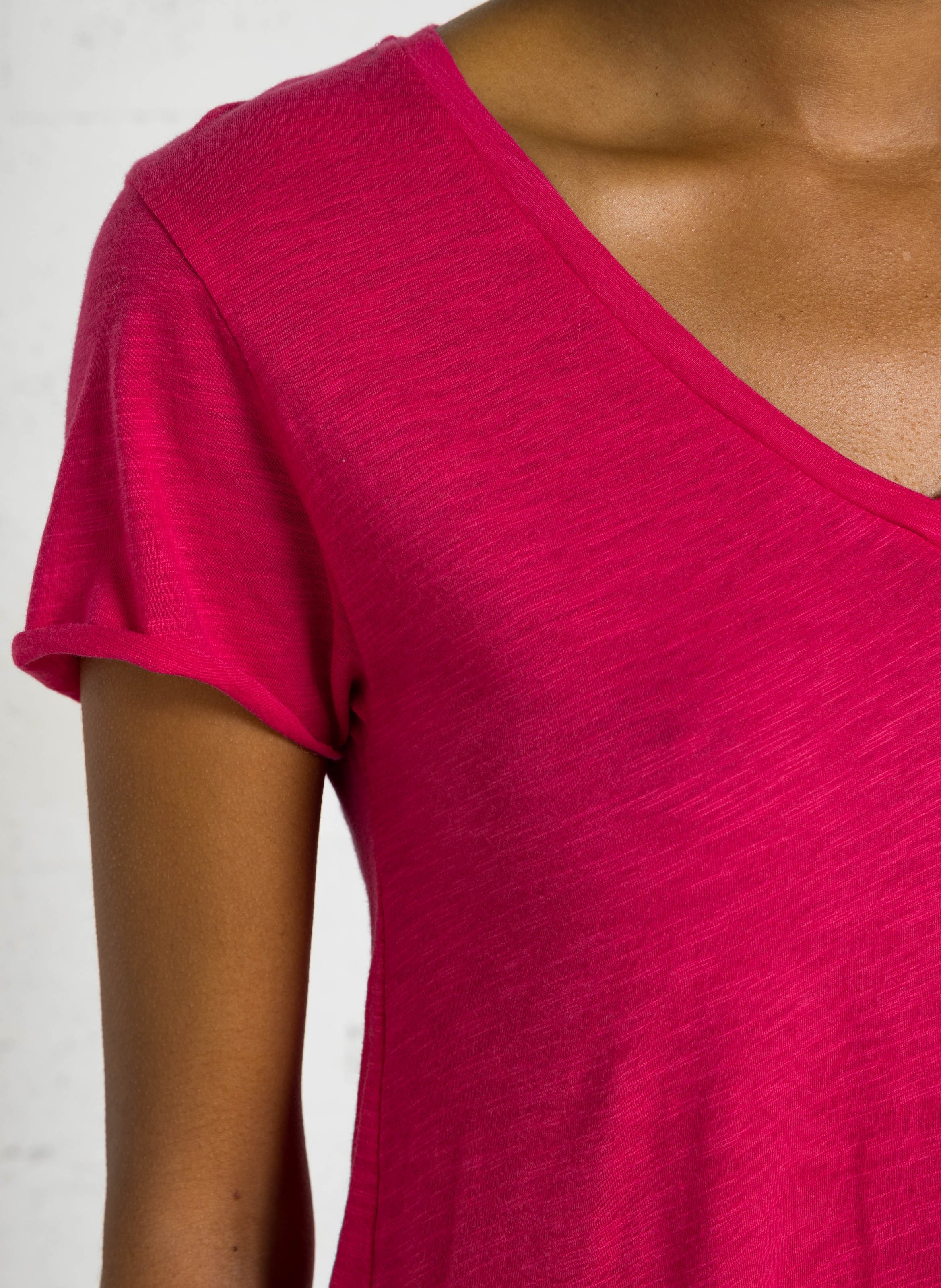 Straight cotton-blend V-neck T-shirt AMERICAN VINTAGE Pink