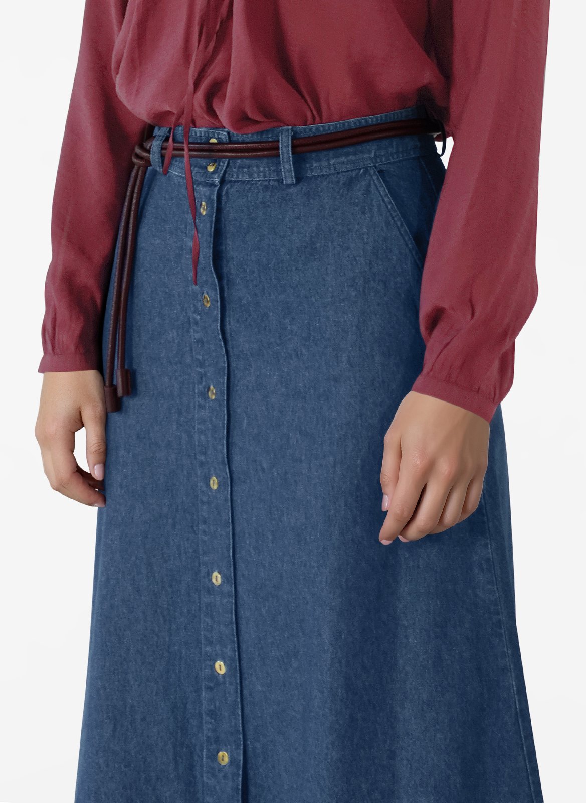 Hohe Taille ausgestellter Jeansrock VILA Blau