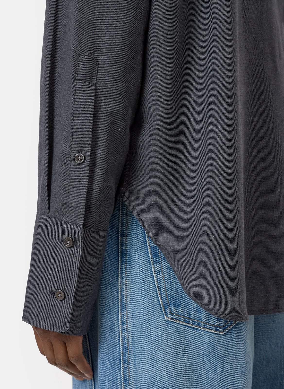 Straight blouse with lavallière collar in cotton and cashmere CLOSED Grey