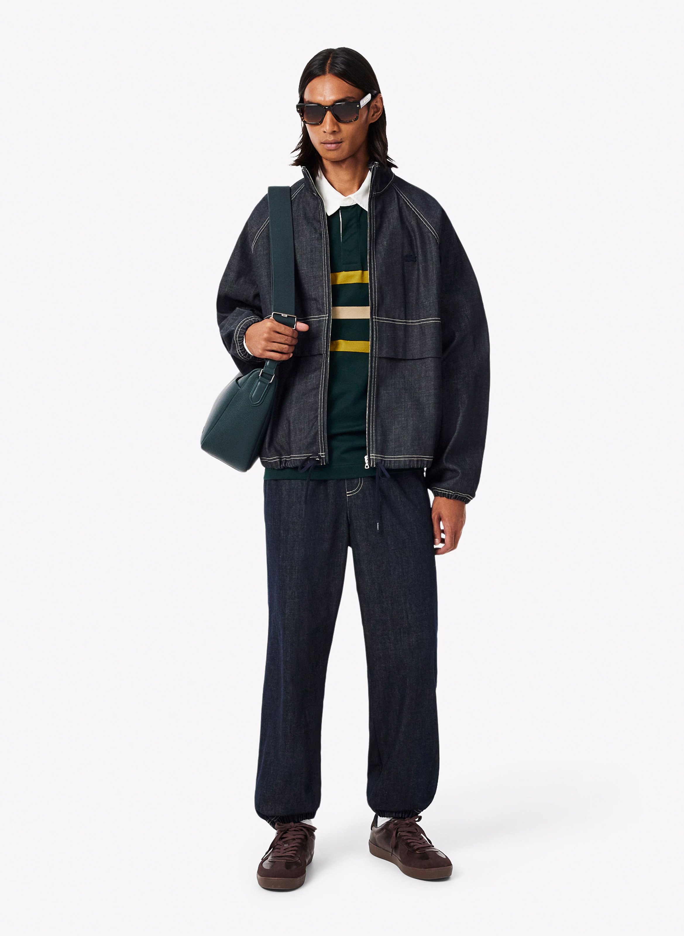 Ruime polo met strepen LACOSTE Groen