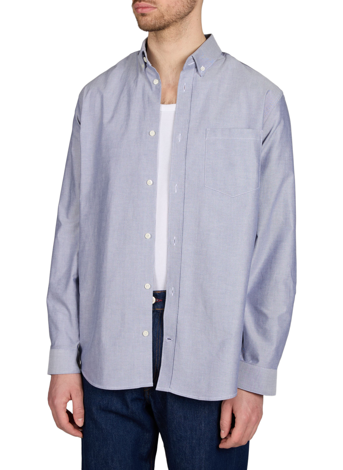 Hox-D straight-cut cotton shirt AU PRINTEMPS PARIS Blue