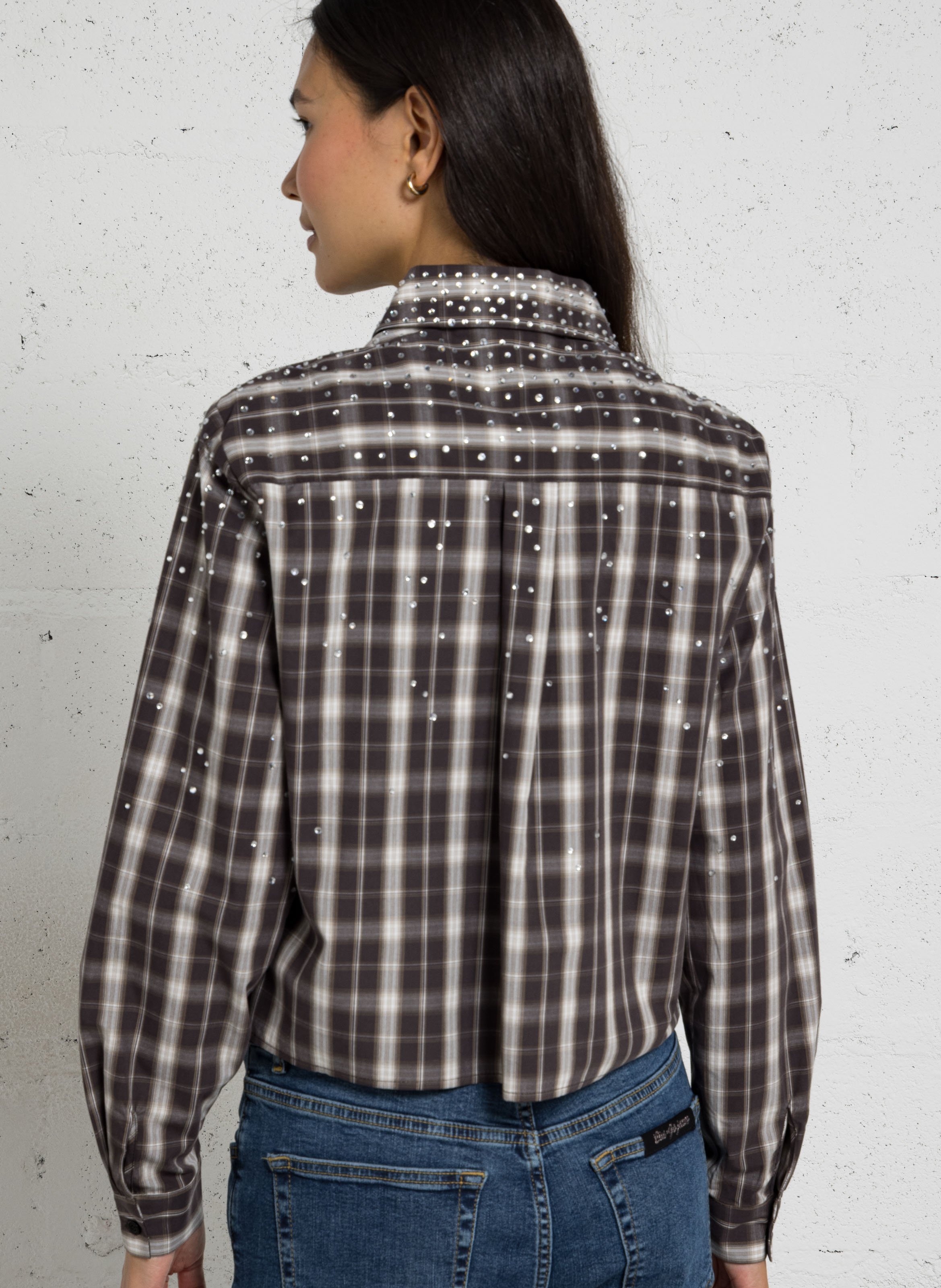 Rechte geruite katoenen blouse LIU JO Bruin
