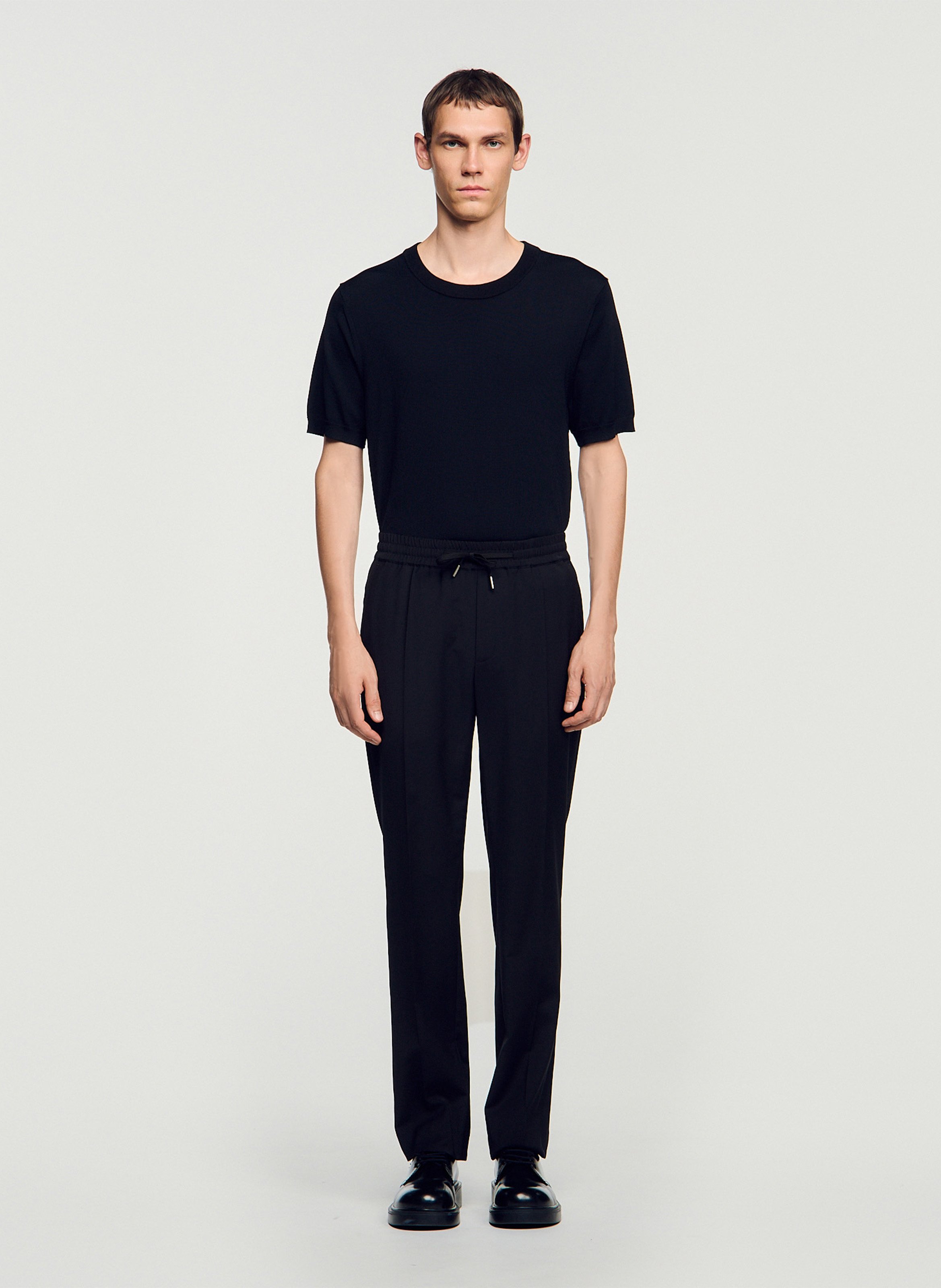 Pantalon droit élastiqué SANDRO Noir