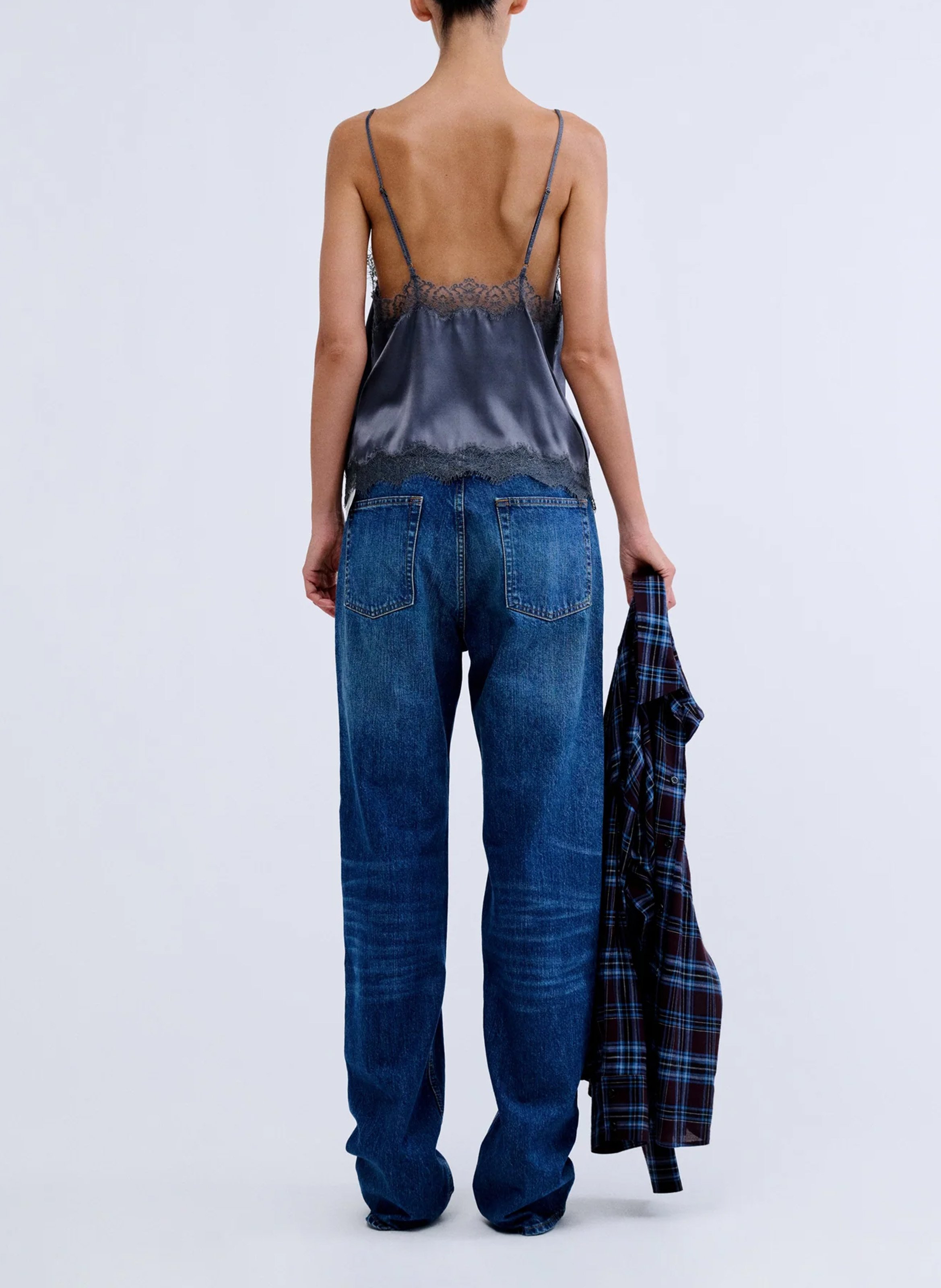 Silk V-neck camisole LOVE STORIES Grey