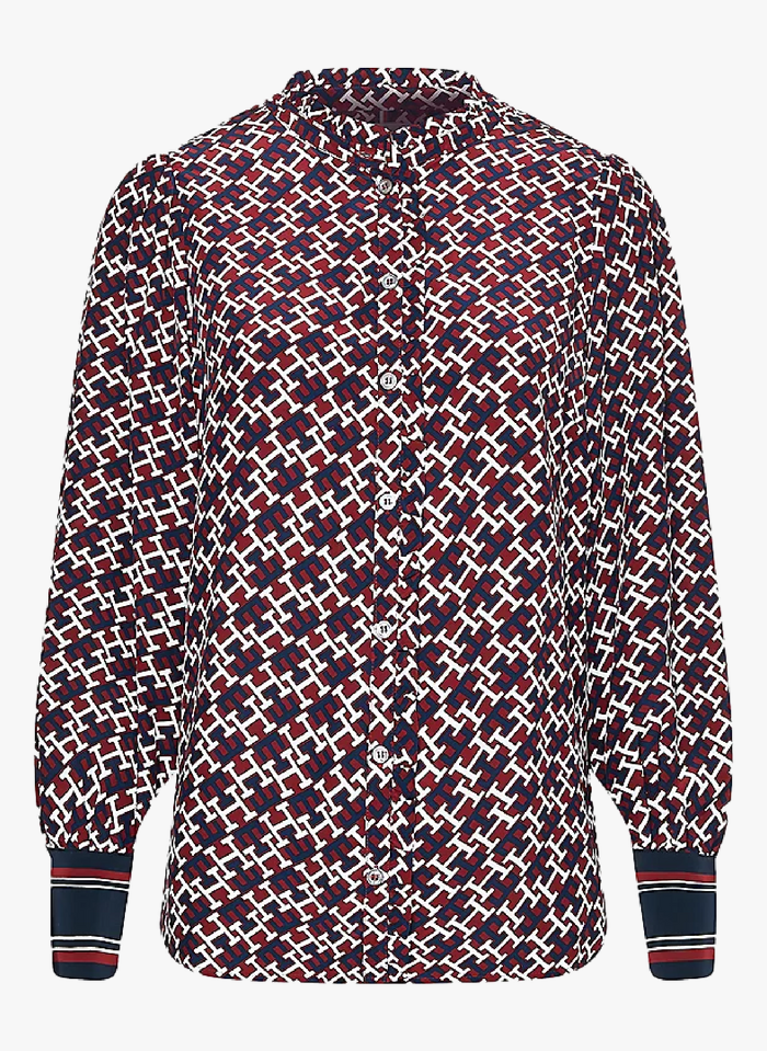 TOMMY HILFIGER Rundhals-Bluse aus bedruckter Viskose in Mehrfarbig