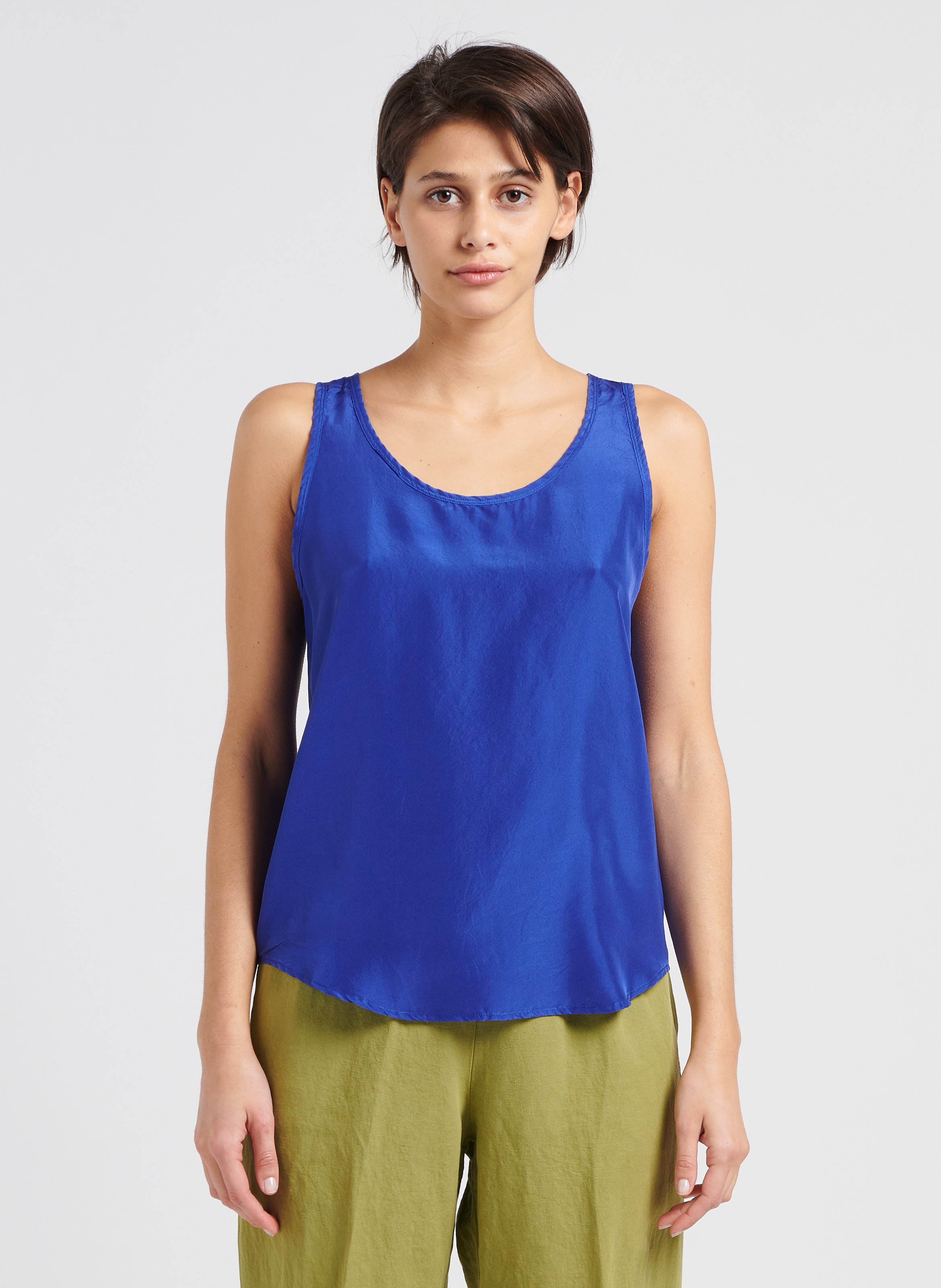 Débardeur fluide en soie  POMANDERE Bleu