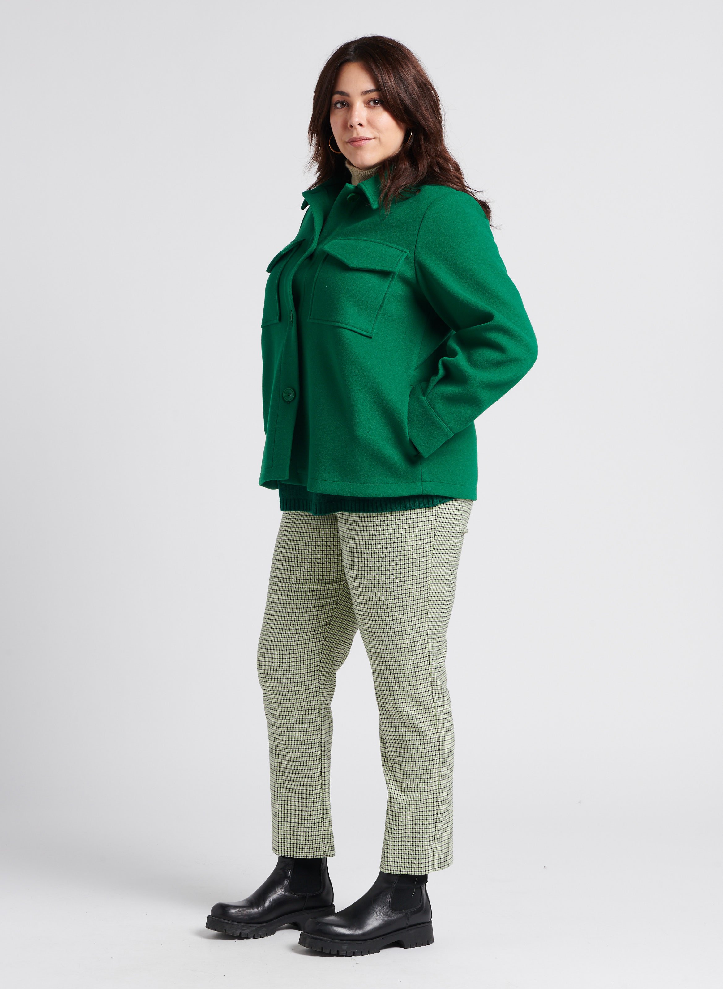 Manteau court col classique  Vert