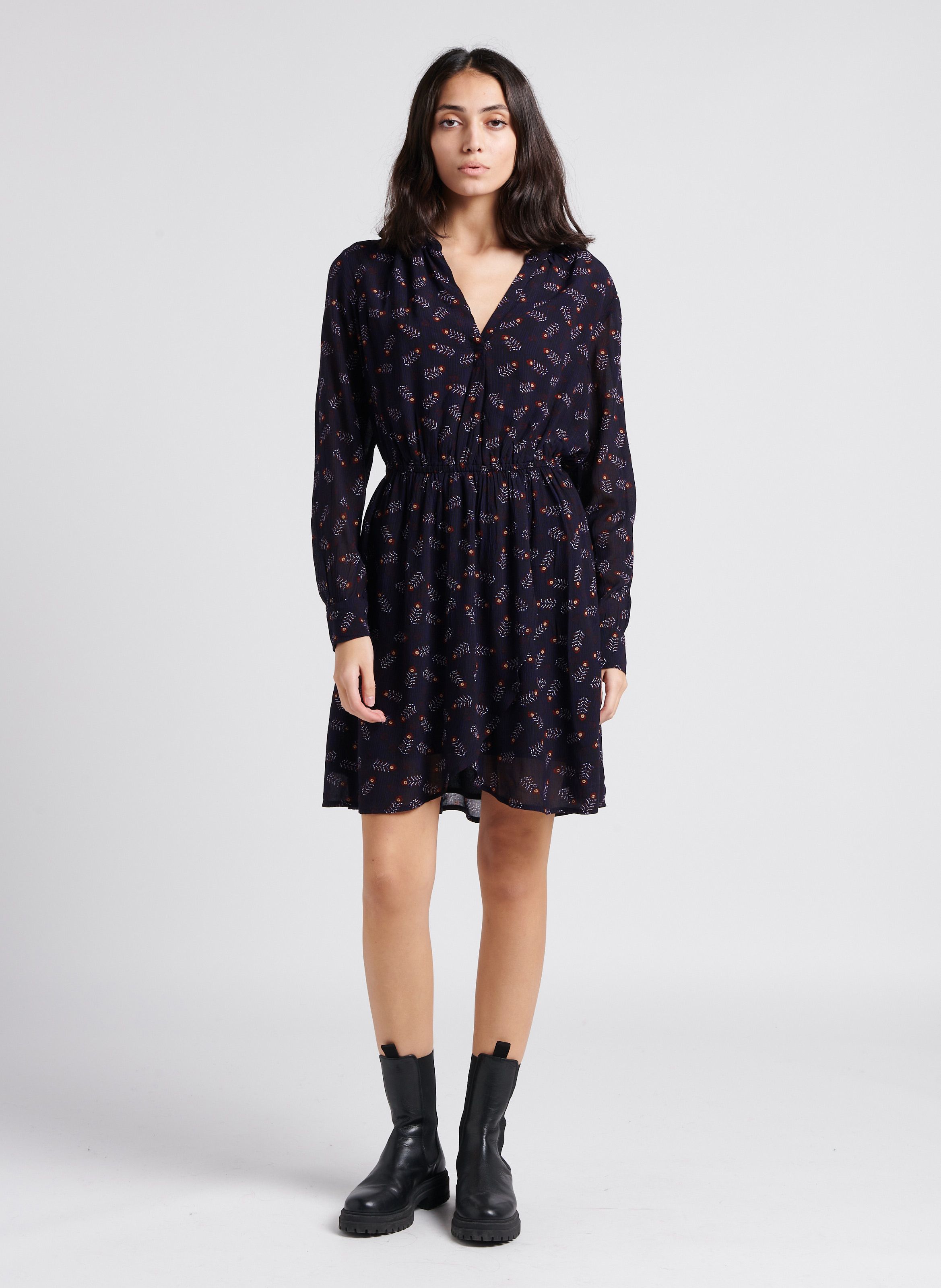 Robe Courte Col V Imprimee Folk Floral Scotch And Soda Femme 174770 6729 FOLK FLORAL Place des Tendances