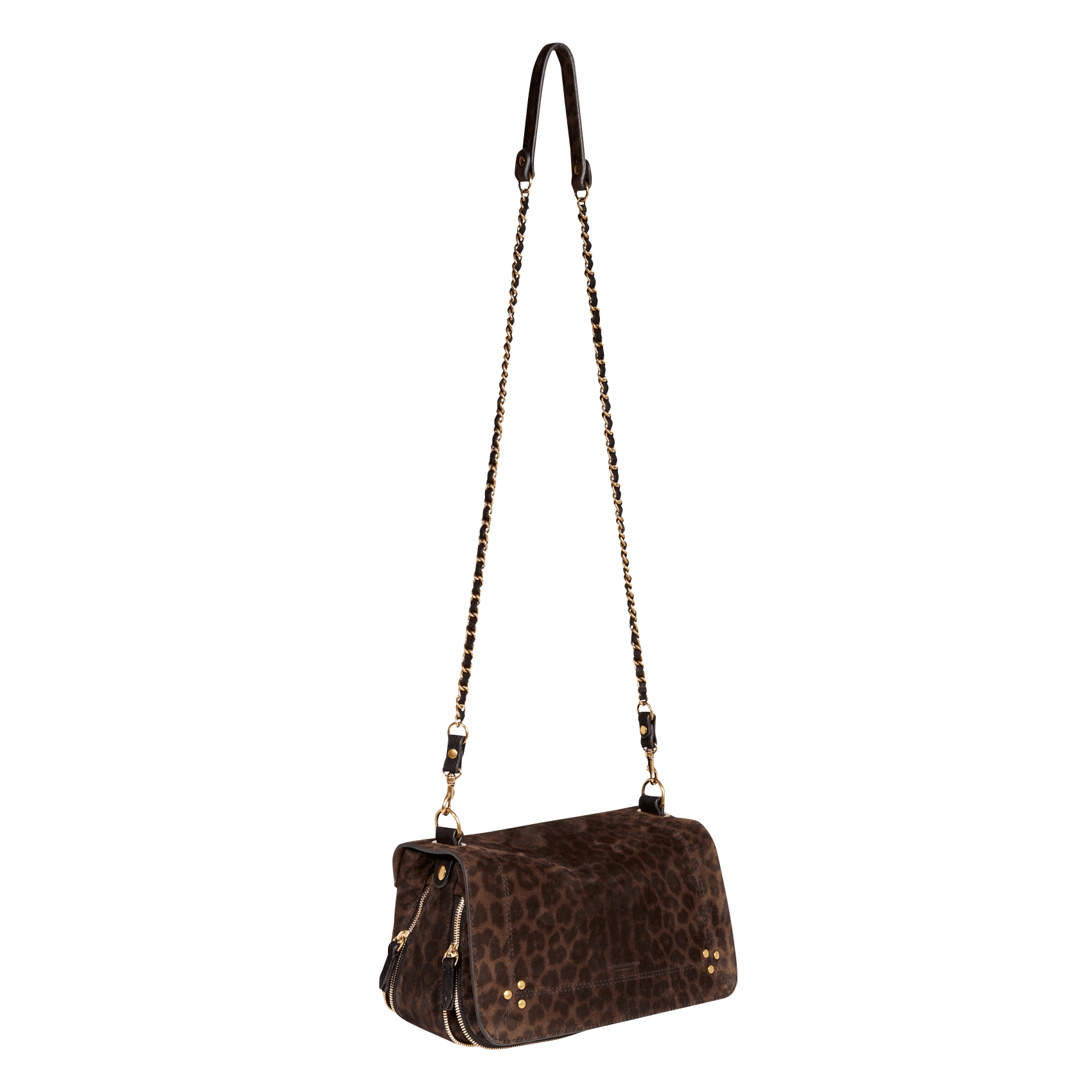 Sac bandoulière en cuir à imprimé léopard JEROME DREYFUSS Kaki
