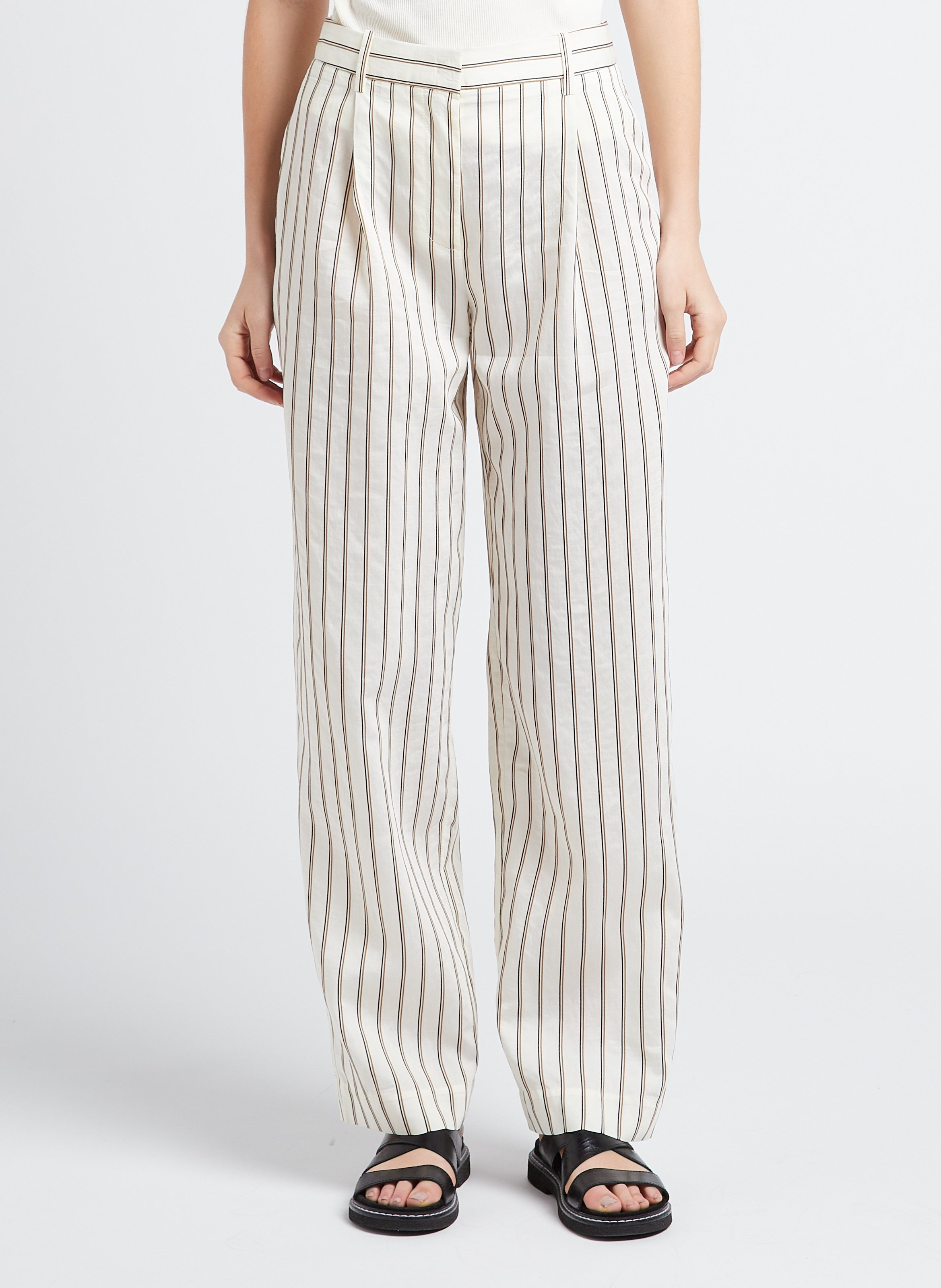 Striped straight-leg pants SAMSOE SAMSOE White