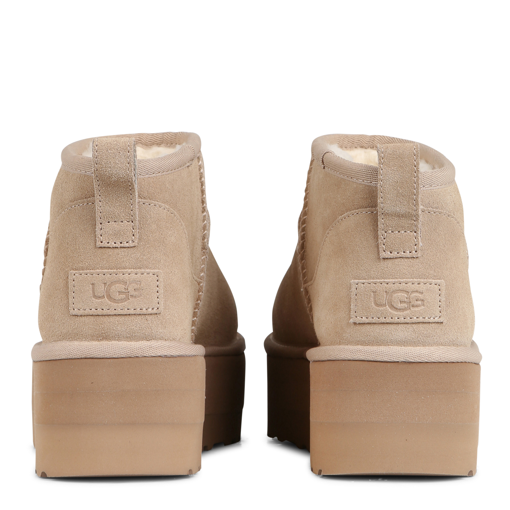 Bottines compensées en cuir velours UGG Beige