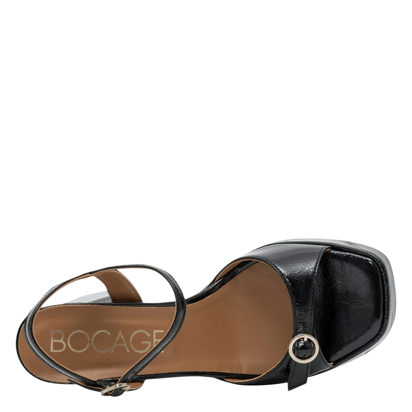 Sandalen aus Vintage-Leder mit Absatz BOCAGE Schwarz