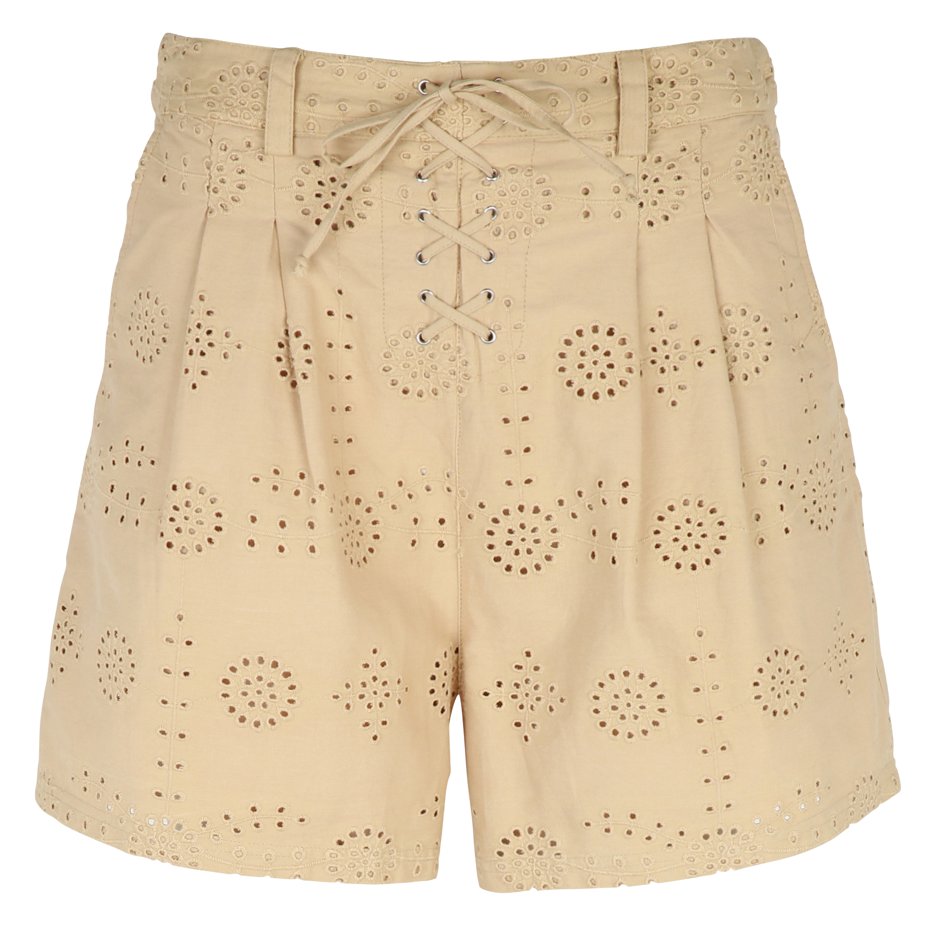 Rechte katoenen broderie short THE NEW SOCIETY Beige