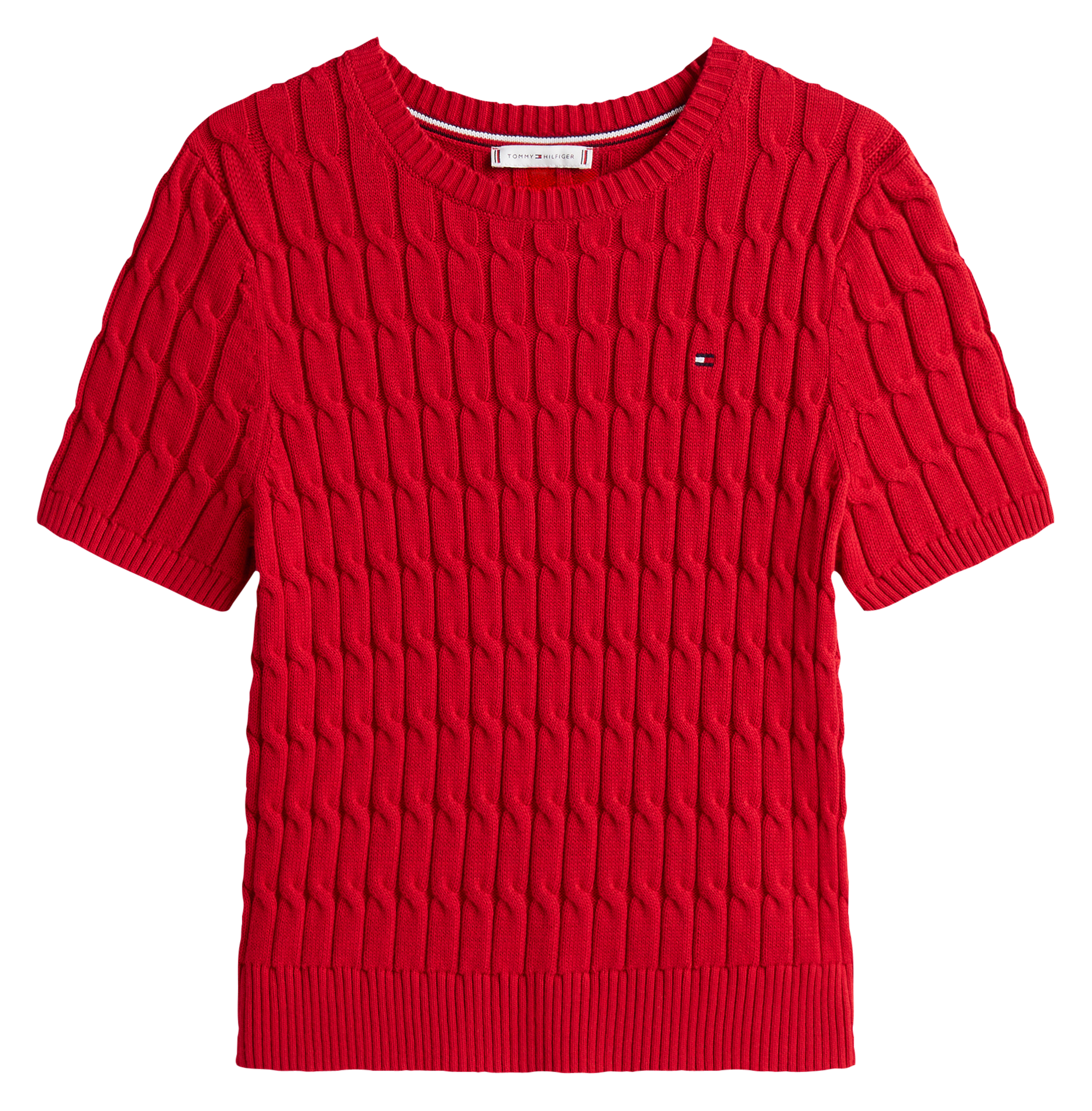 Pull col rond en  coton TOMMY HILFIGER Rouge