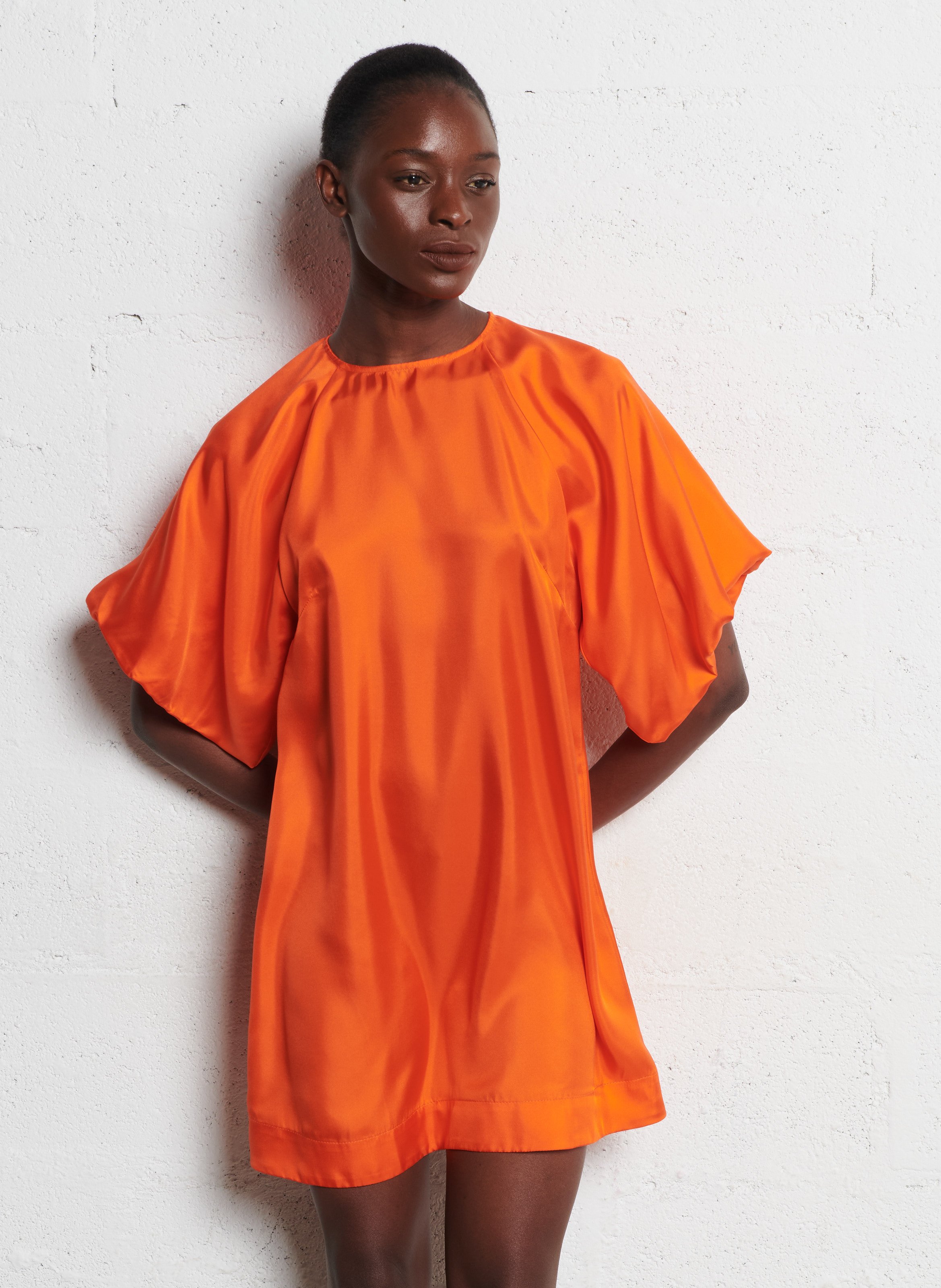 Straight silk dress ELISE CHALMIN Orange