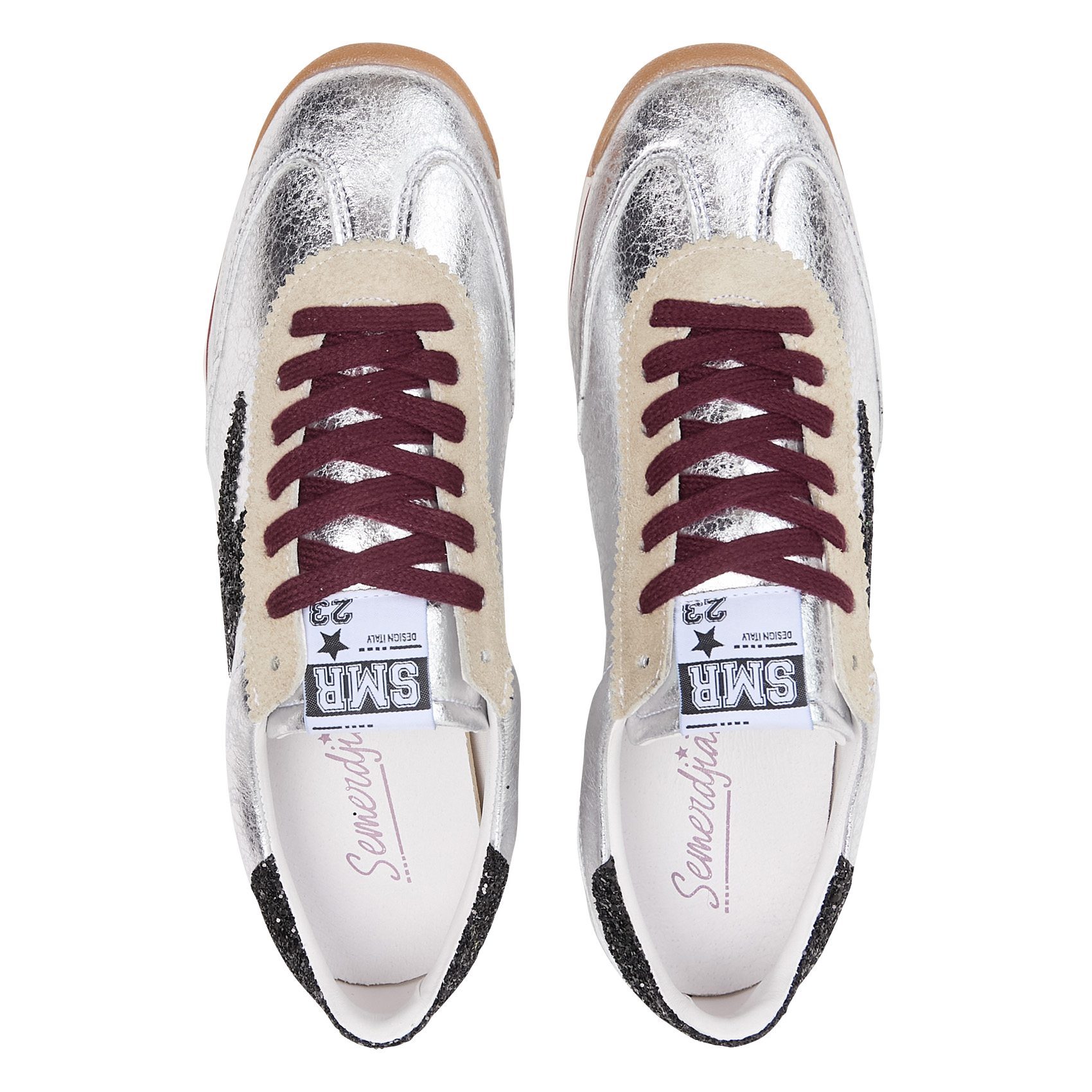 Baskets basses en cuir mélangé SEMERDJIAN - SMR Argent