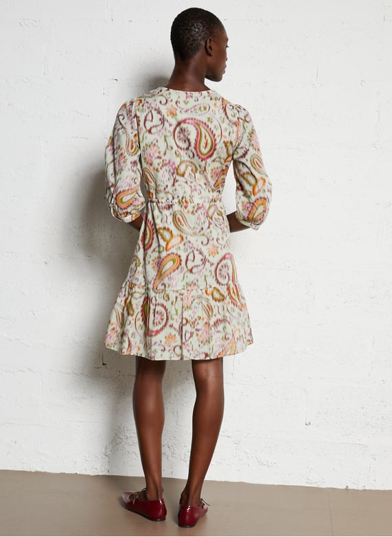 Robe courte col v manches 3/4 imprimée Relea Amande Sud express